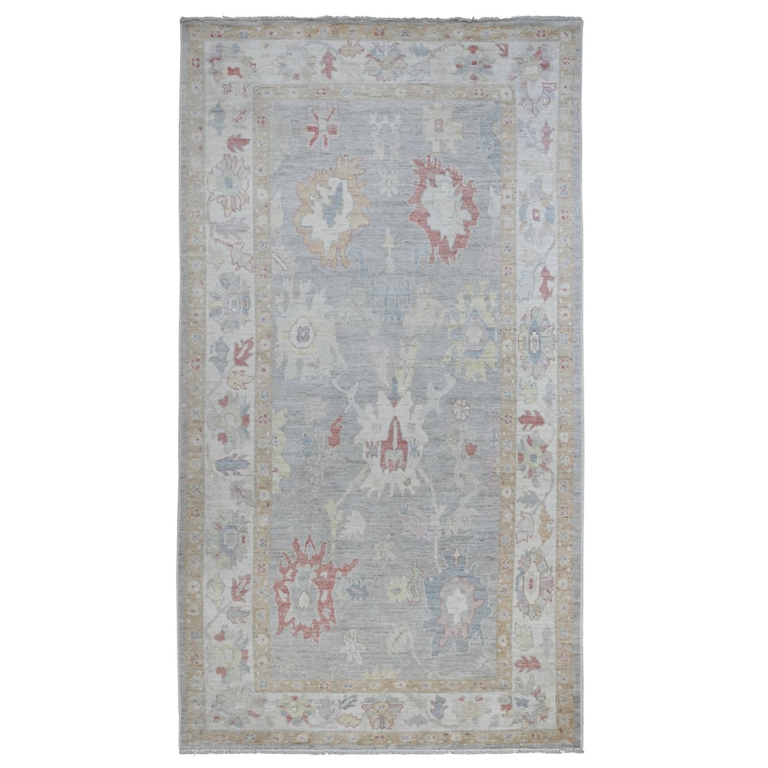 Rug 6'2"x11'10" Gray Hand Knotted Angora Oushak Leaf Design Wool Runner: Rug 6'2"x11'10" Gray Hand Knotted Angora Oushak Leaf Design Wool Runner This listing features Rug 6'2"x11'10" Gray Hand Knotted Angora Oushak Leaf Design Wool Runner. Item specifics are provided below