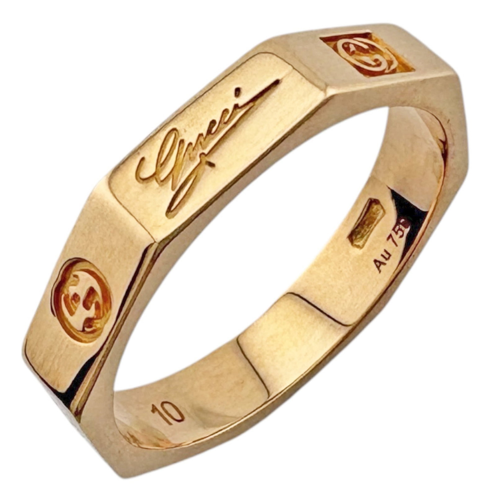 (18K) Gucci Band Ring Pink Gold: (18K) Gucci Band Ring Pink Gold This listing features (18K) Gucci Band Ring Pink Gold. Item specifics are provided below. Item Specifics: Brand: Gucci Type: Band Ring Gender: Women Color: Pink Gold Ma