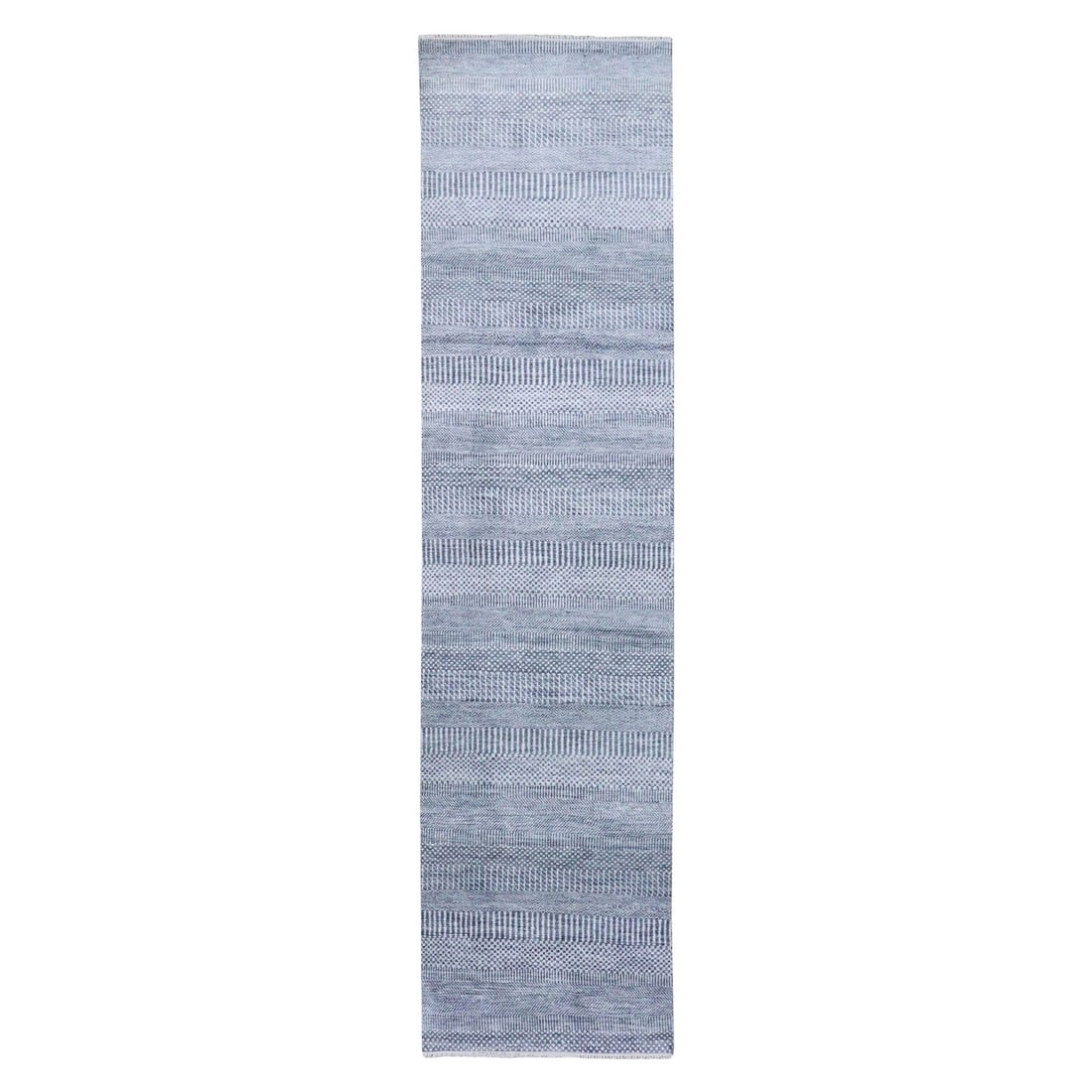 Rug 2'6"x10'2" Gray Wool and Silk Hand Knotted Modern Grass Design Runner: Rug 2'6"x10'2" Gray Wool and Silk Hand Knotted Modern Grass Design Runner This listing features Rug 2'6"x10'2" Gray Wool and Silk Hand Knotted Modern Grass Design Runner. Item specifics are provided b