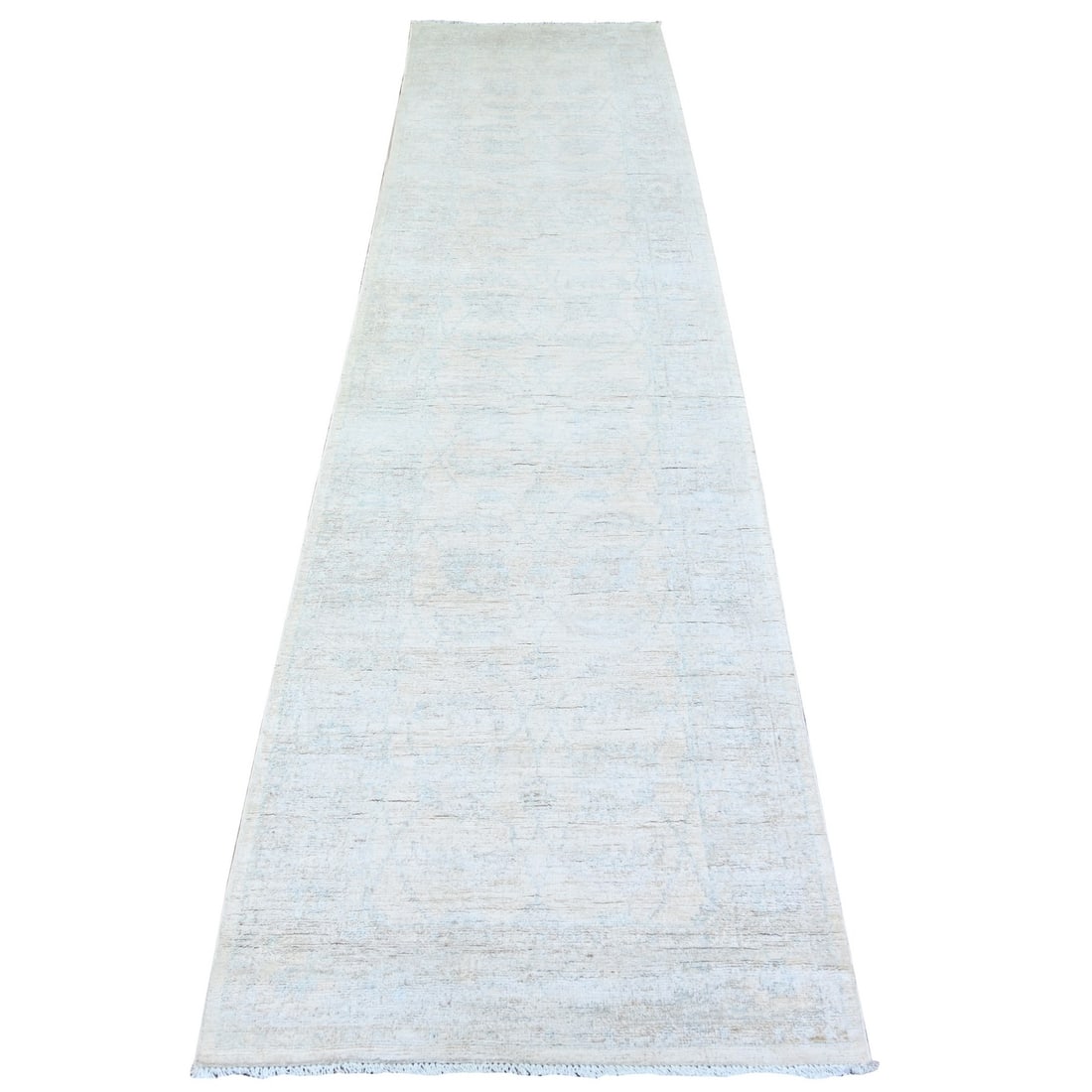 Rug 2'8"x10'8" Daisy White Washed Out Peshawar Wool Hand Knotted Runner: Rug 2'8"x10'8" Daisy White Washed Out Peshawar Wool Hand Knotted Runner This listing features Rug 2'8"x10'8" Daisy White Washed Out Peshawar Wool Hand Knotted Runner. Item specifics are provided below