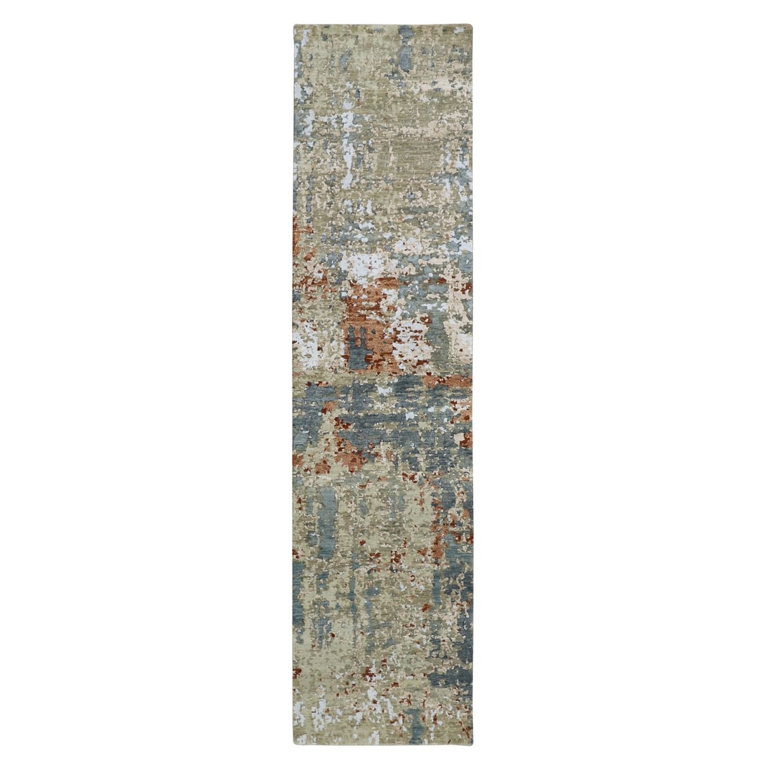 Rug 2'5"x10' Gray with Beige Abstract Design All Wool Hand Knotted Runner: Rug 2'5"x10' Gray with Beige Abstract Design All Wool Hand Knotted Runner This listing features Rug 2'5"x10' Gray with Beige Abstract Design All Wool Hand Knotted Runner. Item specifics are provided b