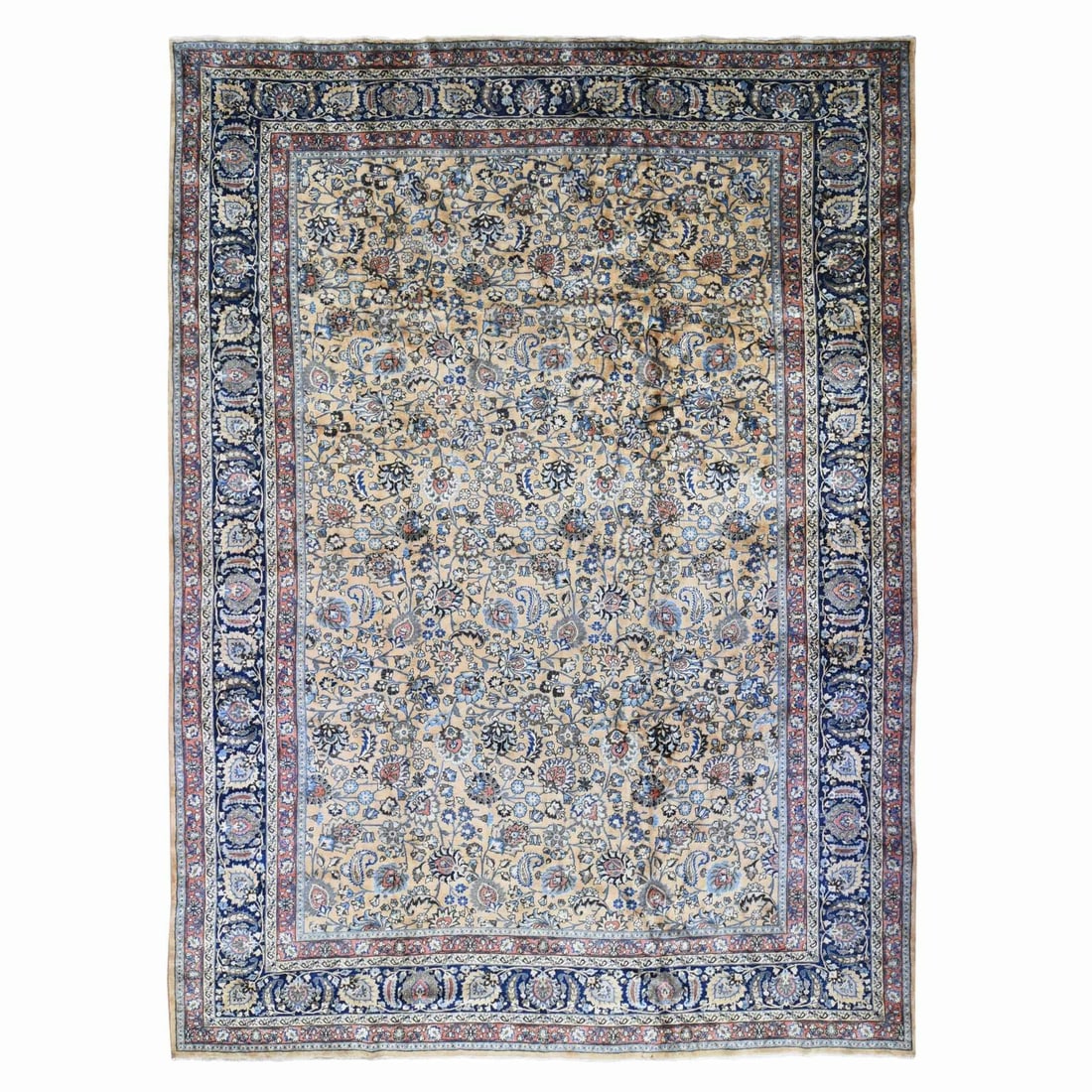 Rug 11'9"x16'4" Ivory Antique Farsian Mesheed Hand Knotted Wool Oversized: Rug 11'9"x16'4" Ivory Antique Farsian Mesheed Hand Knotted Wool Oversized This listing features Rug 11'9"x16'4" Ivory Antique Farsian Mesheed Hand Knotted Wool Oversized. Item specifics are provided b