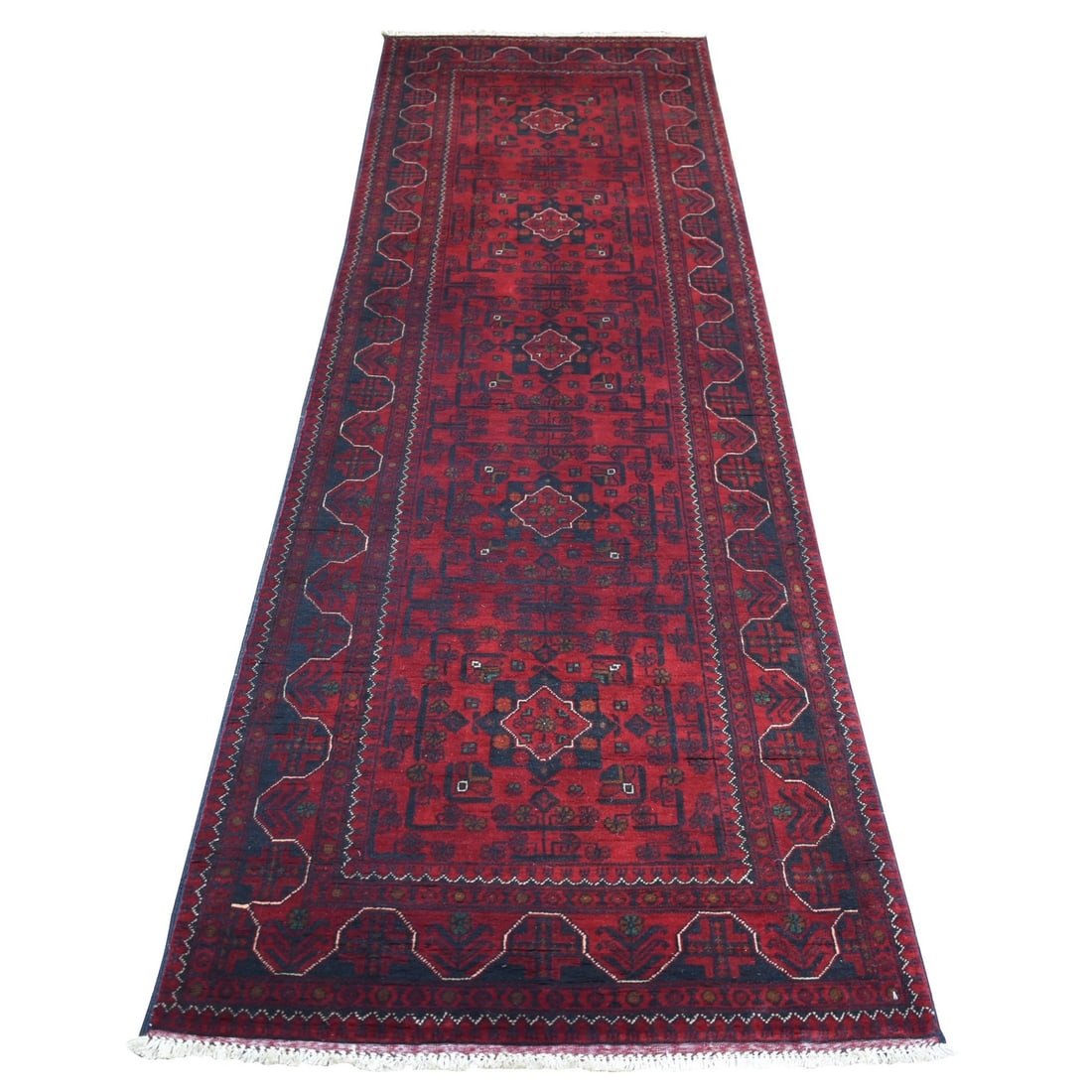 Rug 3'x9'6" Red Afghan Khamyab Shiny Wool Hand Knotted Wide Runner: Rug 3'x9'6" Red Afghan Khamyab Shiny Wool Hand Knotted Wide Runner This listing features Rug 3'x9'6" Red Afghan Khamyab Shiny Wool Hand Knotted Wide Runner. Item specifics are provided below. Item Spe