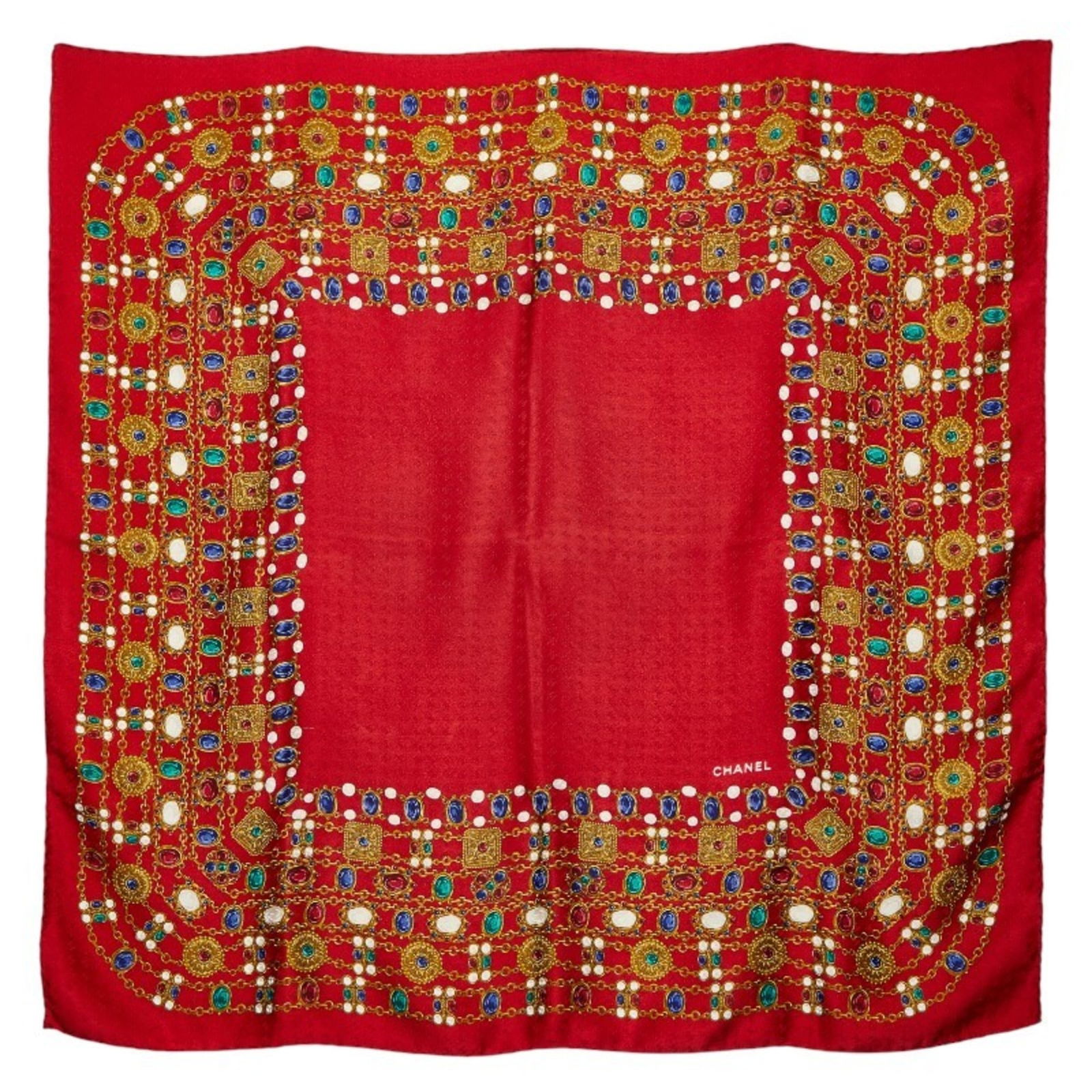 Silk Chanel Scarf: Silk Chanel Scarf This listing features Silk Chanel Scarf. Item specifics are provided below. Item Specifics: Brand: Chanel Type: Scarf Gender: Women Color: Multi-Color, Red Color Material: Silk Size