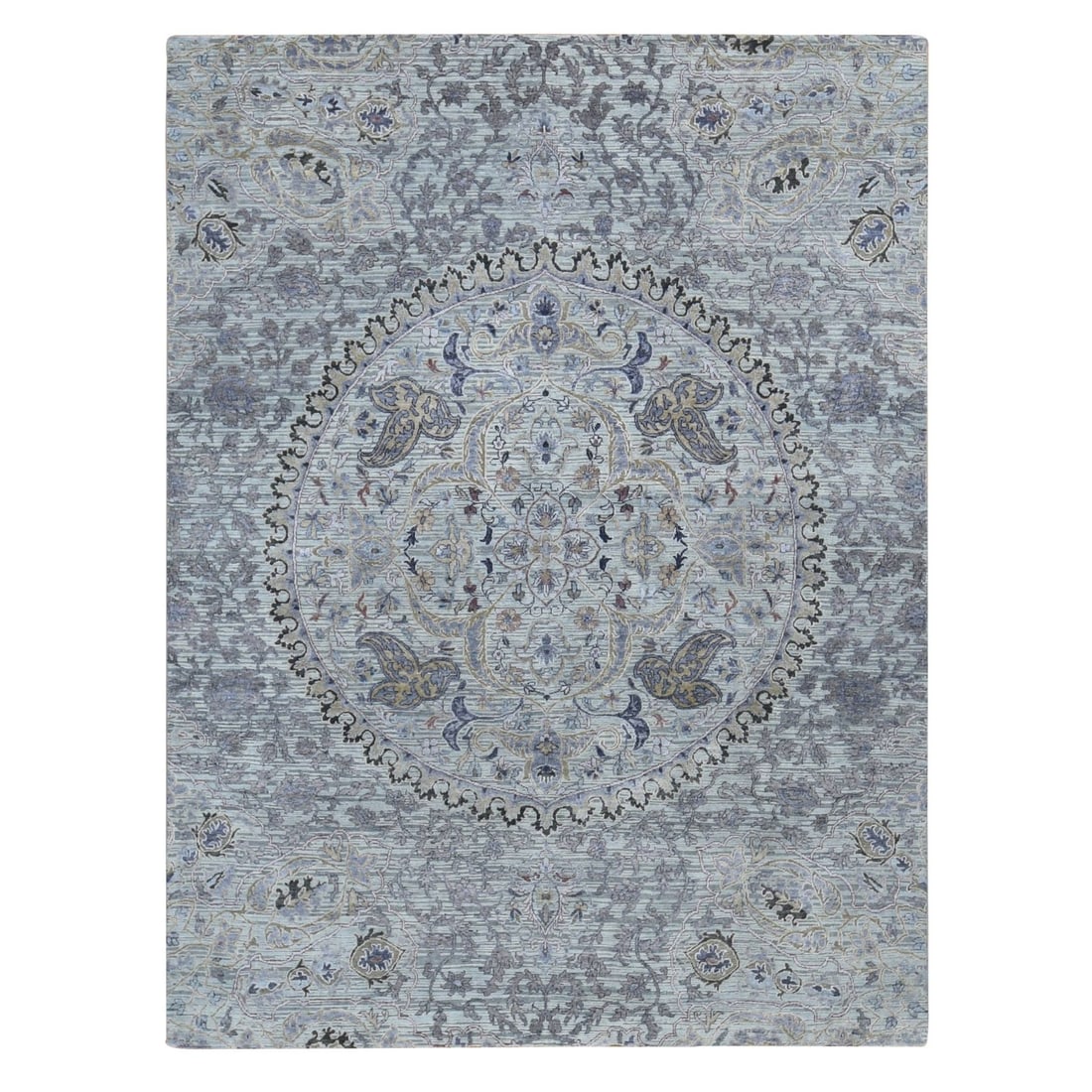Oriental 7'9"x10'1" Ash Gray The Maharaja Pure Silk Wool Hand Knotted Rug: Oriental 7'9"x10'1" Ash Gray The Maharaja Pure Silk Wool Hand Knotted Rug This listing features Oriental 7'9"x10'1" Ash Gray The Maharaja Pure Silk Wool Hand Knotted Rug. Item specifics are provided b