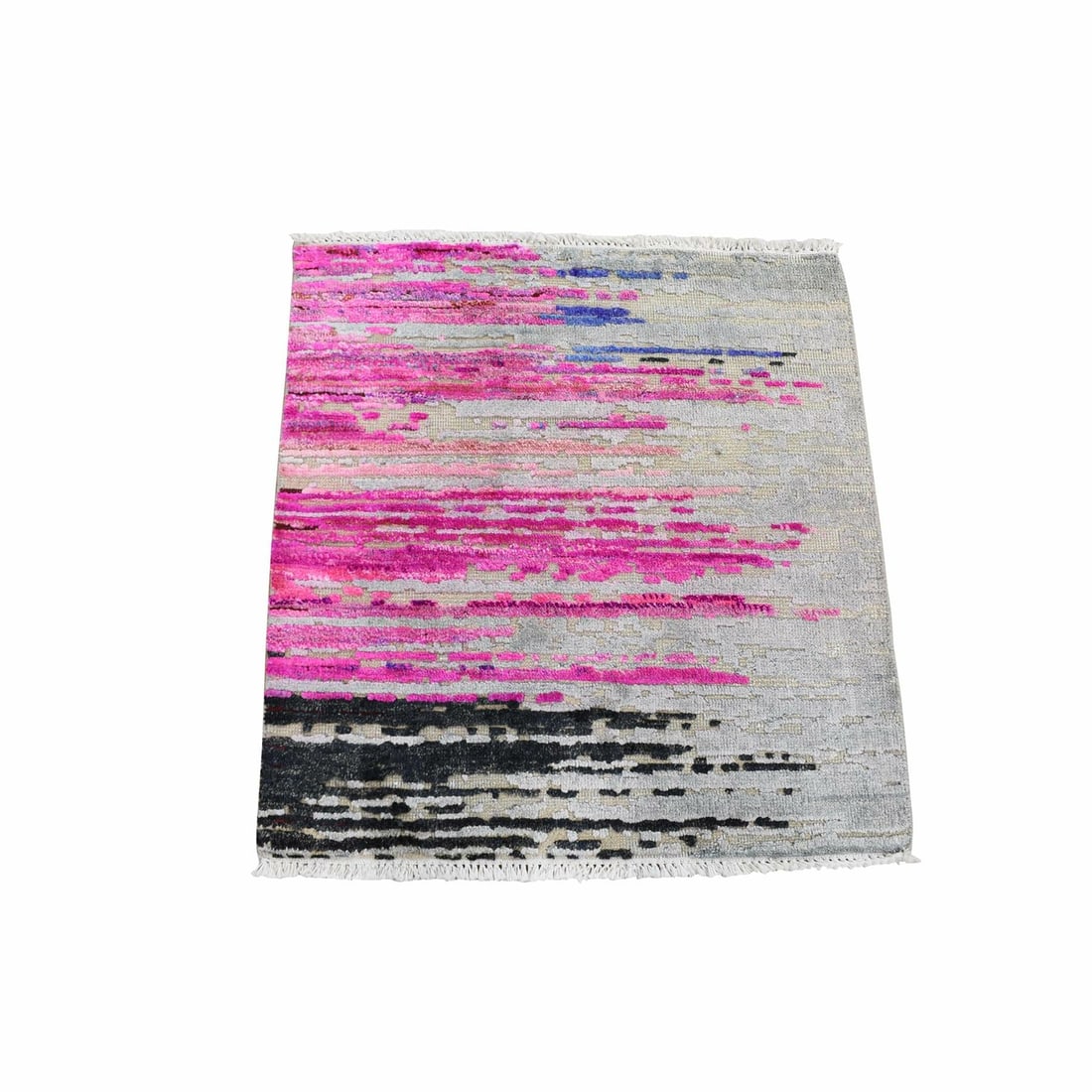 Sari Silk With Tex Wool Rug - 2'x2' Erased Horizontal Line Design: Sari Silk With Tex Wool Rug - 2'x2' Erased Horizontal Line Design This listing features Sari Silk With Tex Wool Rug - 2'x2' Erased Horizontal Line Design. Item specifics are provided below. Item Speci
