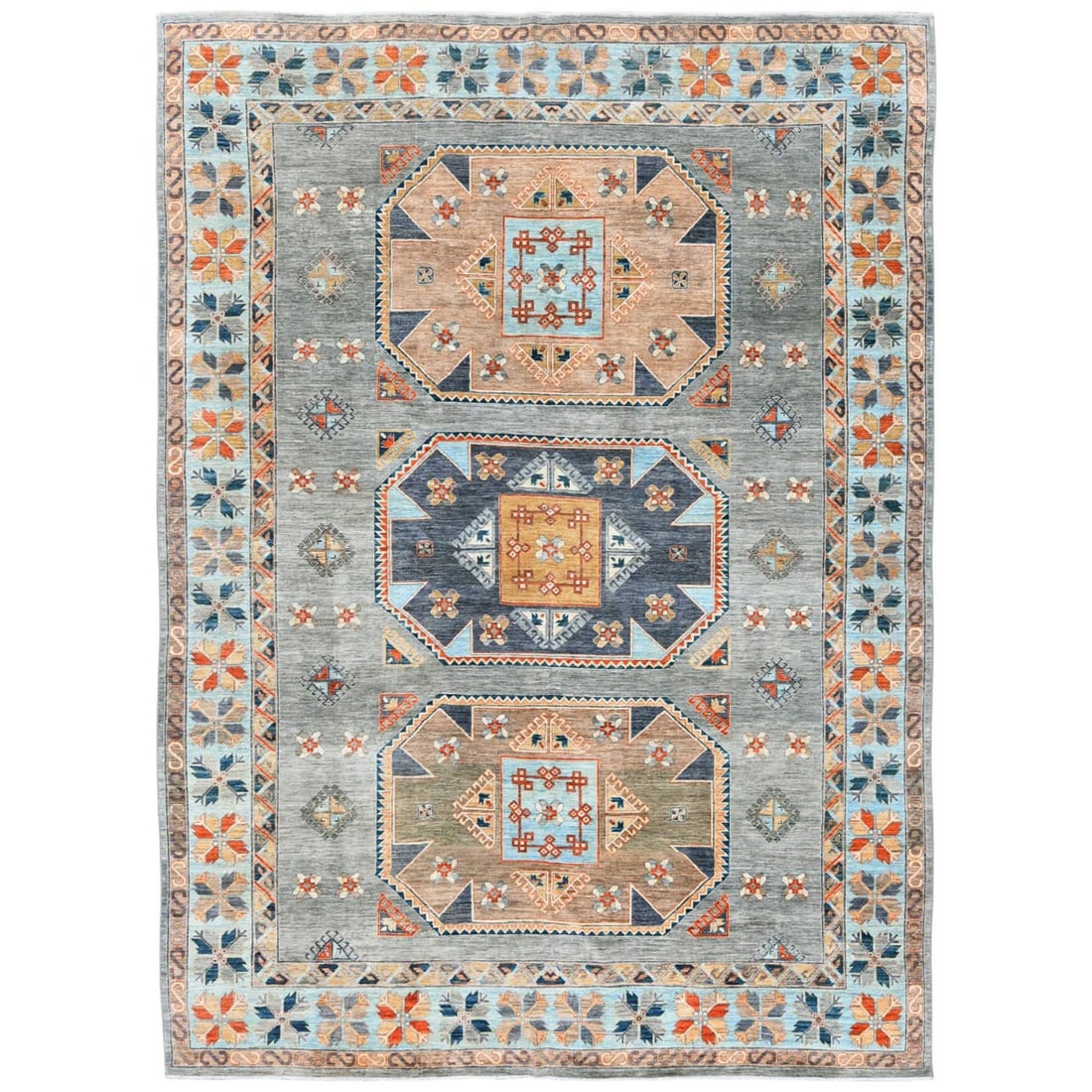 Rug 10'x13'7" Gray Hand Knotted Armenian Inspired Design 200 KPSI Wool: Rug 10'x13'7" Gray Hand Knotted Armenian Inspired Design 200 KPSI Wool This listing features Rug 10'x13'7" Gray Hand Knotted Armenian Inspired Design 200 KPSI Wool. Item specifics are provided below.