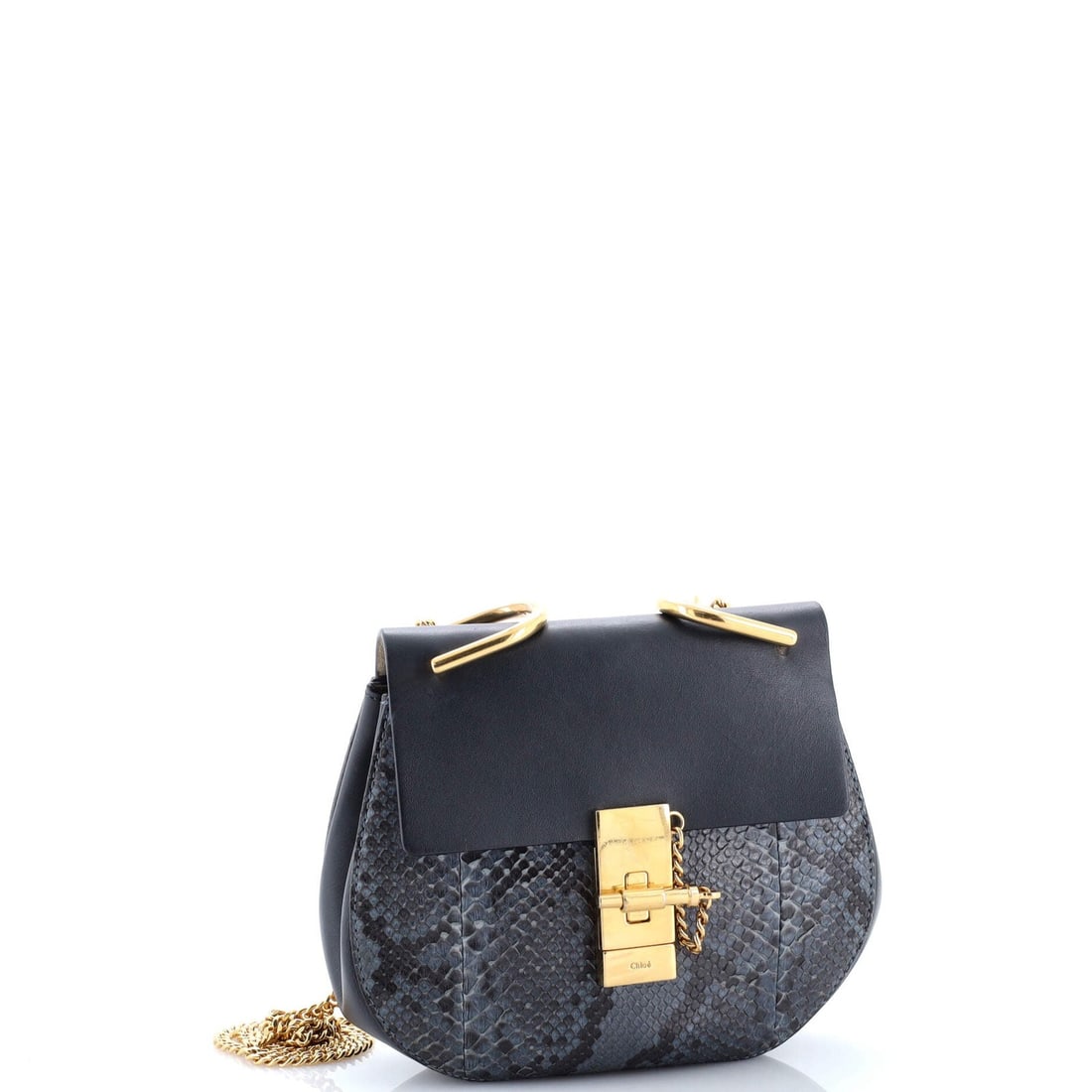 Small Chloe Drew Crossbody Bag Python and Leather - 2