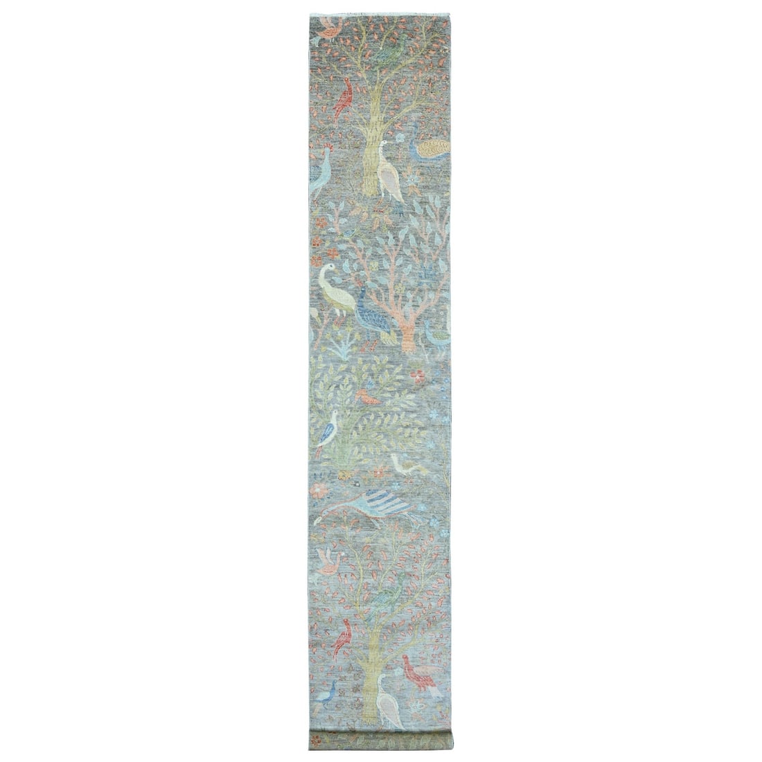 Rug 2'6"x15'7" Gray Afghan Paradise Design Soft Wool Hand Knotted Runner: Rug 2'6"x15'7" Gray Afghan Paradise Design Soft Wool Hand Knotted Runner This listing features Rug 2'6"x15'7" Gray Afghan Paradise Design Soft Wool Hand Knotted Runner. Item specifics are provided bel