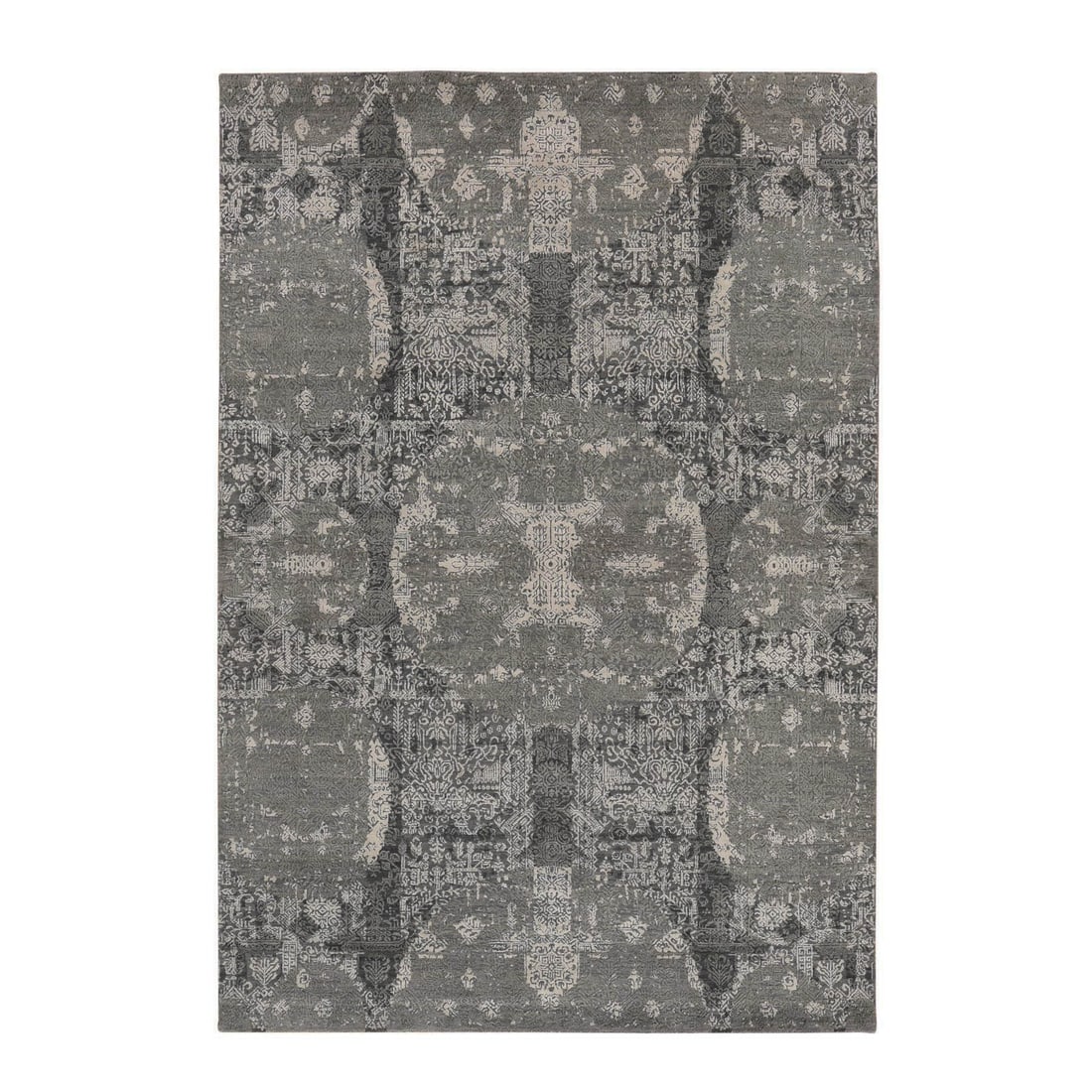 Rug 6'1"x9'2" Sonic Gray Jewelry Design Wool and Silk Hand Knotted Modern: Rug 6'1"x9'2" Sonic Gray Jewelry Design Wool and Silk Hand Knotted Modern This listing features Rug 6'1"x9'2" Sonic Gray Jewelry Design Wool and Silk Hand Knotted Modern. Item specifics are provided b