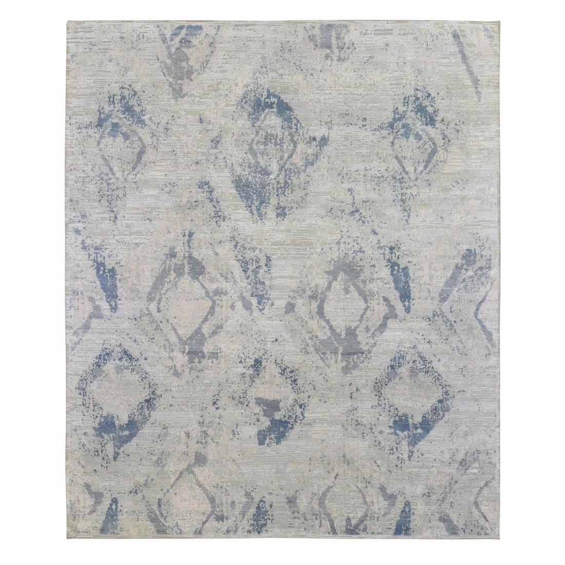 Rug 8'x9'6" Silver Blue Silk with Textured Wool Modern Hand Knotted: Rug 8'x9'6" Silver Blue Silk with Textured Wool Modern Hand Knotted This listing features Rug 8'x9'6" Silver Blue Silk with Textured Wool Modern Hand Knotted. Item specifics are provided below. Item S