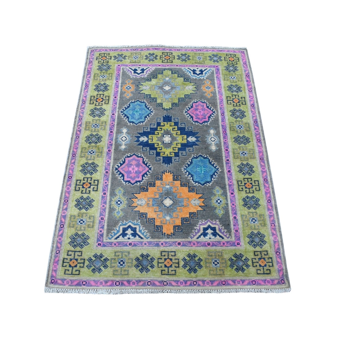 Rug 3'2"x4'9" Colorful Fusion Kazak Organic Wool Hand Knotted Oriental: Rug 3'2"x4'9" Colorful Fusion Kazak Organic Wool Hand Knotted Oriental This listing features Rug 3'2"x4'9" Colorful Fusion Kazak Organic Wool Hand Knotted Oriental. Item specifics are provided below.