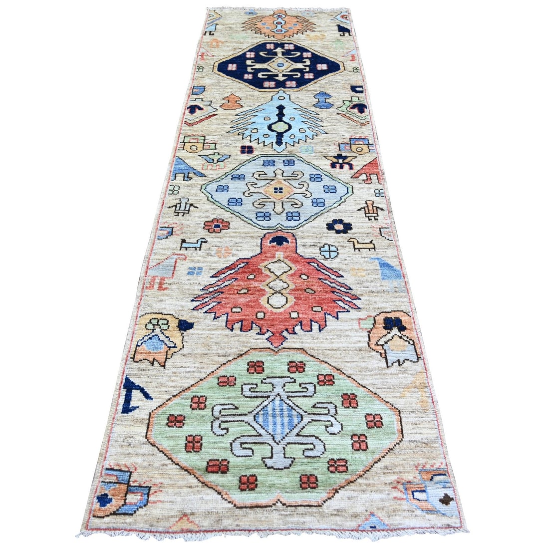 Rug 2'10"x9'7" Tan Color Anatolian Village Inspired Wool Hand Knotted: Rug 2'10"x9'7" Tan Color Anatolian Village Inspired Wool Hand Knotted This listing features Rug 2'10"x9'7" Tan Color Anatolian Village Inspired Wool Hand Knotted. Item specifics are provided below. It