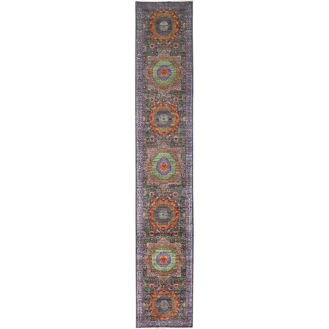 Rug 2'5"x13'10" Green Wool Mamluk Dynasty Runner Hand Knotted Oriental: Rug 2'5"x13'10" Green Wool Mamluk Dynasty Runner Hand Knotted Oriental This listing features Rug 2'5"x13'10" Green Wool Mamluk Dynasty Runner Hand Knotted Oriental. Item specifics are provided below.