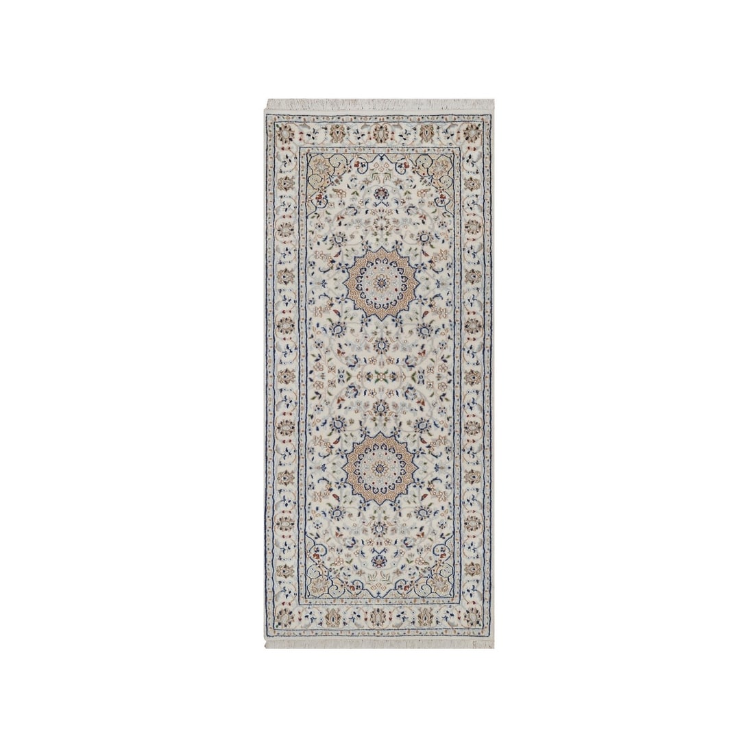 Rug 2'8"x6'2" Ivory Wool & Silk Nain Flower Design Hand Knotted Runner: Rug 2'8"x6'2" Ivory Wool & Silk Nain Flower Design Hand Knotted Runner This listing features Rug 2'8"x6'2" Ivory Wool & Silk Nain Flower Design Hand Knotted Runner. Item specifics are provided below.