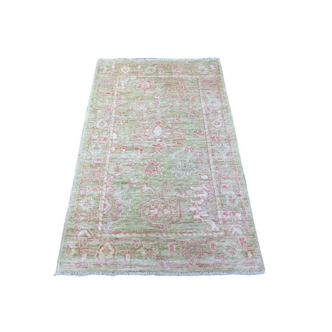 Rug 3'x4'10" Reseda Green Afghan Angora Oushak Hand Knotted Soft Wool: Rug 3'x4'10" Reseda Green Afghan Angora Oushak Hand Knotted Soft Wool This listing features Rug 3'x4'10" Reseda Green Afghan Angora Oushak Hand Knotted Soft Wool. Item specifics are provided below. It