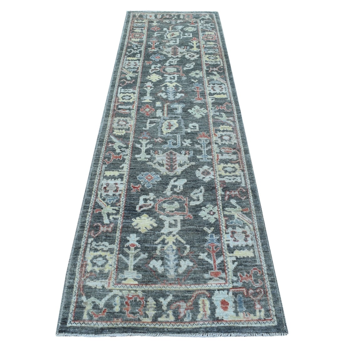 Rug 2'9"x9'8" Charcoal Angora Oushak With Pure Wool Hand Knotted Runner: Rug 2'9"x9'8" Charcoal Angora Oushak With Pure Wool Hand Knotted Runner This listing features Rug 2'9"x9'8" Charcoal Angora Oushak With Pure Wool Hand Knotted Runner. Item specifics are provided below