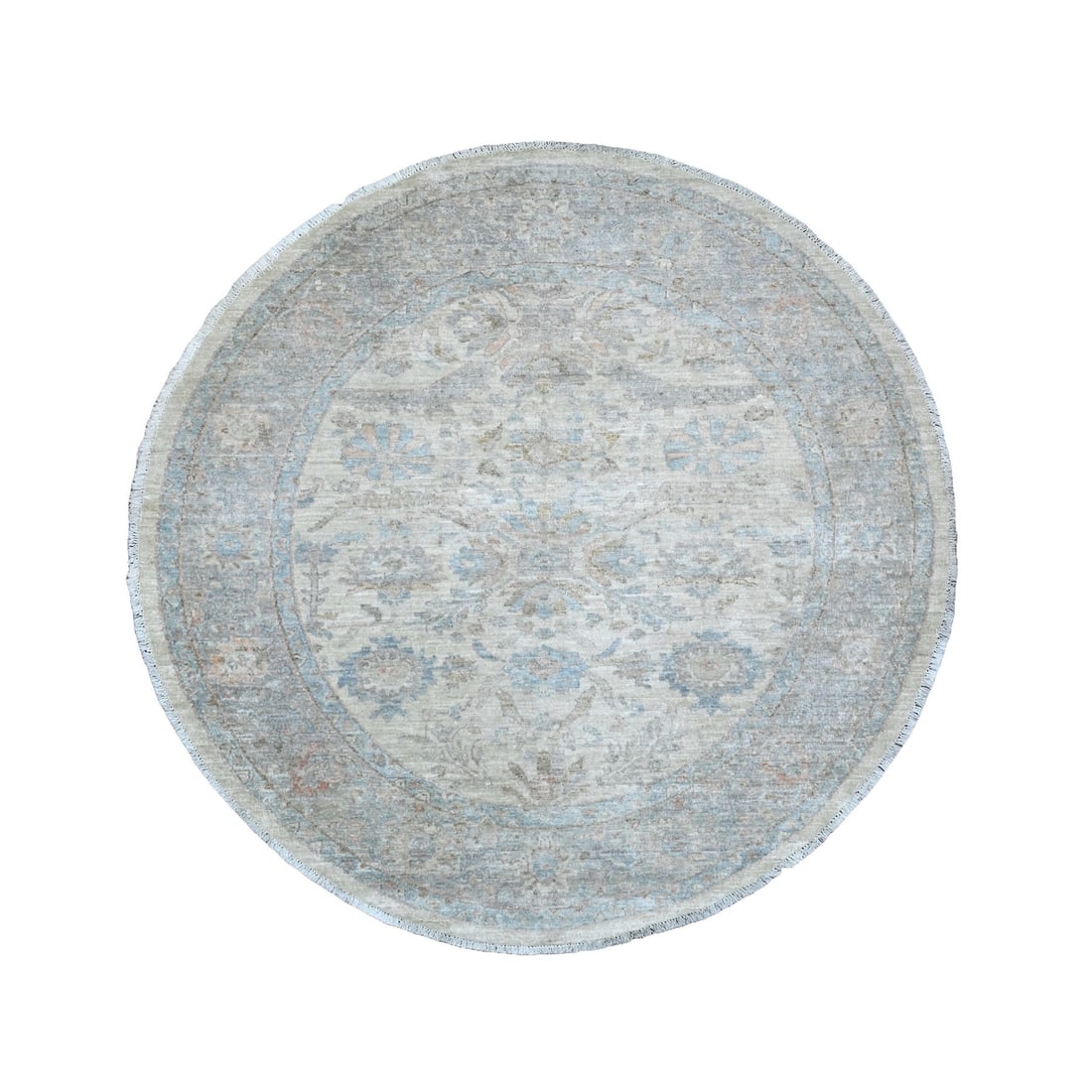 Rug 5'9"x5'9" Ivory Heris All Over Design Pure Wool Hand Knotted Round: Rug 5'9"x5'9" Ivory Heris All Over Design Pure Wool Hand Knotted Round This listing features Rug 5'9"x5'9" Ivory Heris All Over Design Pure Wool Hand Knotted Round. Item specifics are provided below.