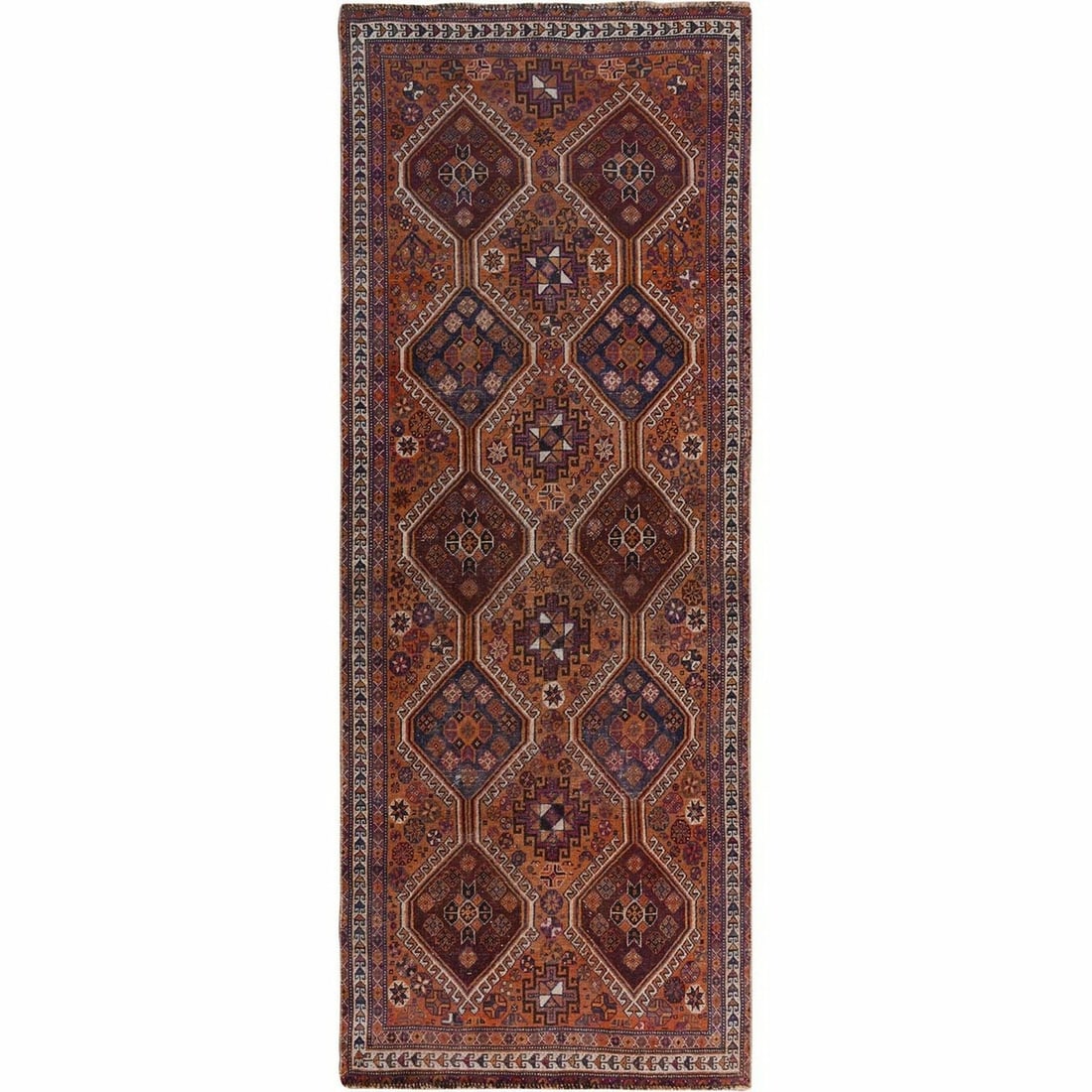 Rug 3'10"x9'1" Wide Runner Vintage And Worn Down Hand Knotted Oriental (1 of 7)