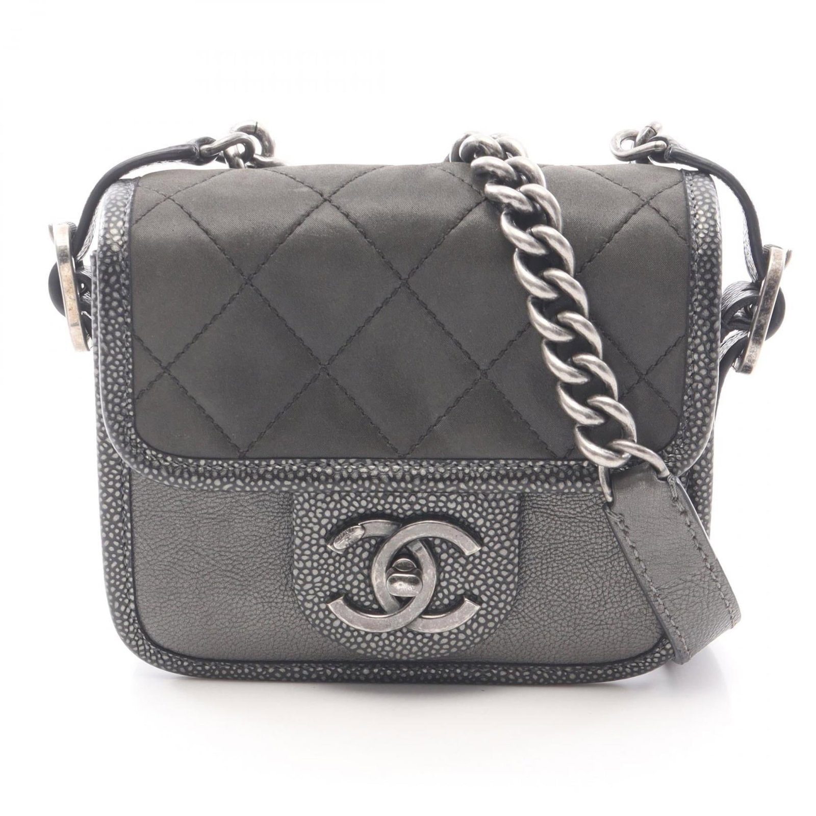 Leather Chanel Shoulder Bag: Leather Chanel Shoulder Bag This listing features Leather Chanel Shoulder Bag. Item specifics are provided below. Item Specifics: Brand: Chanel Type: Shoulder Bag Material: Leather Color: Gray Gender: