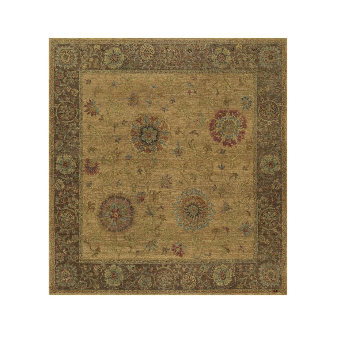 Rug 5'5"x5'10" Brown Botanical Design Himalayan Wool Hand Knotted Square: Rug 5'5"x5'10" Brown Botanical Design Himalayan Wool Hand Knotted Square This listing features Rug 5'5"x5'10" Brown Botanical Design Himalayan Wool Hand Knotted Square. Item specifics are provided bel