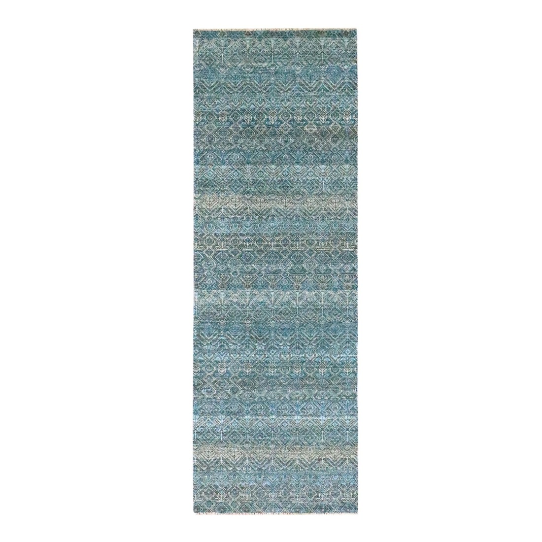 Rug 2'6"x7'7" Blue Repetitive Diamond Design All Wool Hand Knotted Runner: Rug 2'6"x7'7" Blue Repetitive Diamond Design All Wool Hand Knotted Runner This listing features Rug 2'6"x7'7" Blue Repetitive Diamond Design All Wool Hand Knotted Runner. Item specifics are provided b