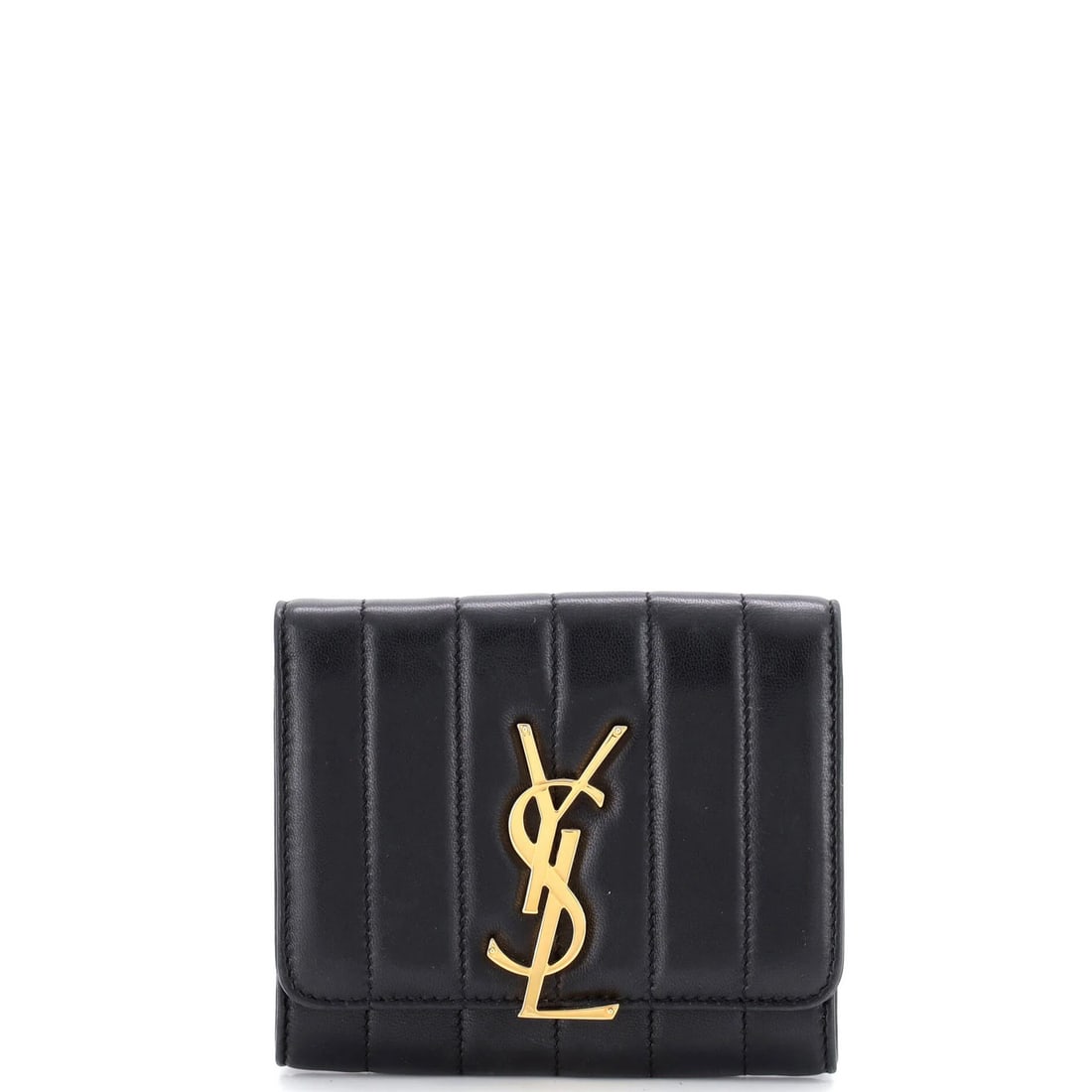Compact Saint Laurent Vicky Flap Wallet Vertical Quilted Leather: Compact Saint Laurent Vicky Flap Wallet Vertical Quilted Leather This listing features Compact Saint Laurent Vicky Flap Wallet Vertical Quilted Leather. Item specifics are provided below. Item Specifi