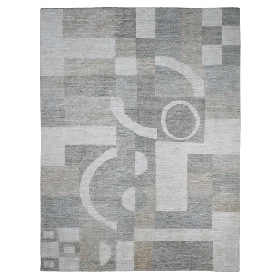 Rug 8'9"x11'6" Gray Bauhaus Inspired Geometric Pattern Hand Knotted Wool: Rug 8'9"x11'6" Gray Bauhaus Inspired Geometric Pattern Hand Knotted Wool This listing features Rug 8'9"x11'6" Gray Bauhaus Inspired Geometric Pattern Hand Knotted Wool. Item specifics are provided bel