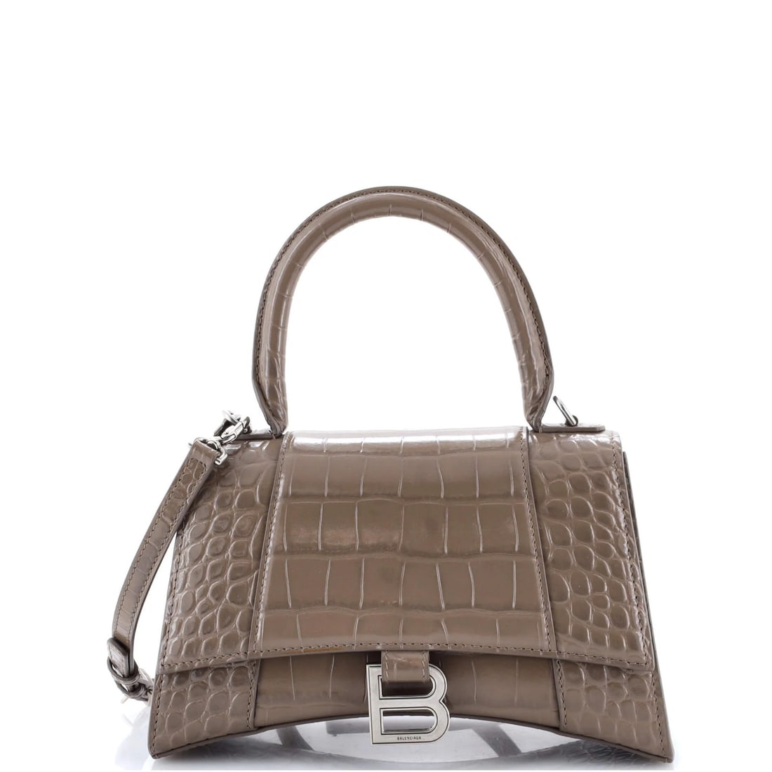 Small Balenciaga Hourglass Top Handle Bag Crocodile Embossed Leather (1 of 5)