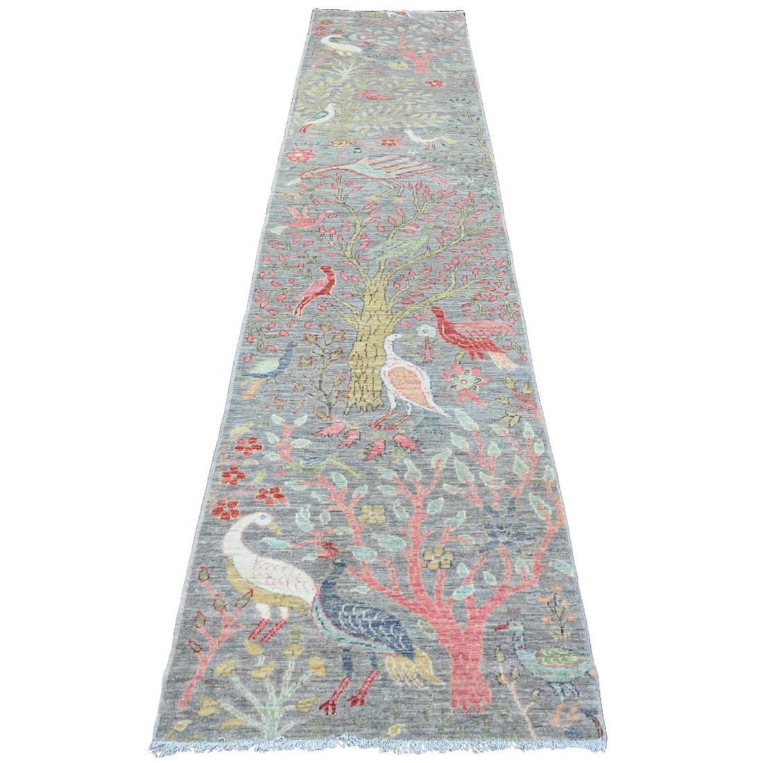 Rug 2'7"x11'8" Gray Afghan Peshawar Birds Design Wool Hand Knotted Runner: Rug 2'7"x11'8" Gray Afghan Peshawar Birds Design Wool Hand Knotted Runner This listing features Rug 2'7"x11'8" Gray Afghan Peshawar Birds Design Wool Hand Knotted Runner. Item specifics are provided b