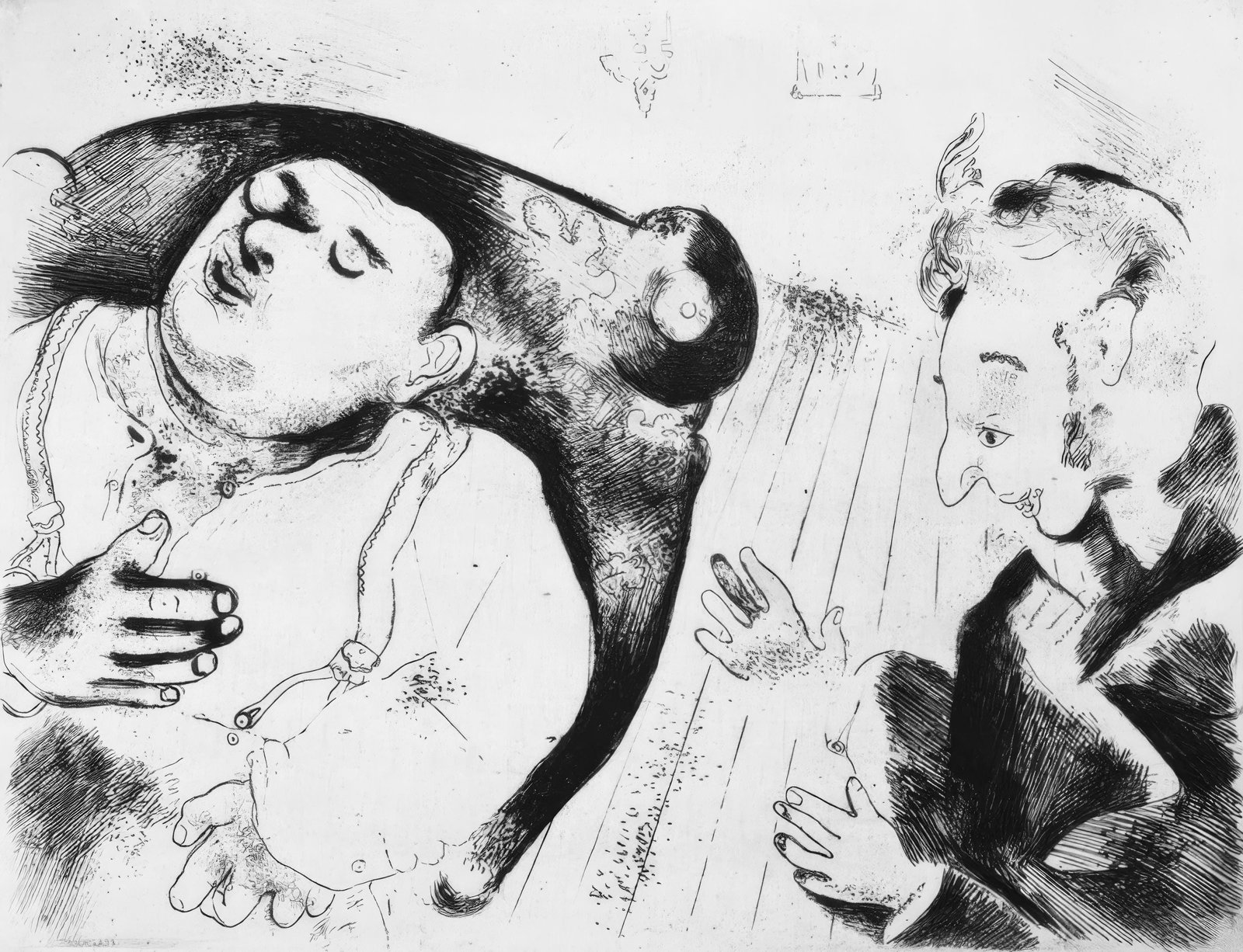 19231927 - Marc Chagall - Tchitchikov and Sobakevitch Discuss Business - from Dead Souls - Etching (1 of 7)