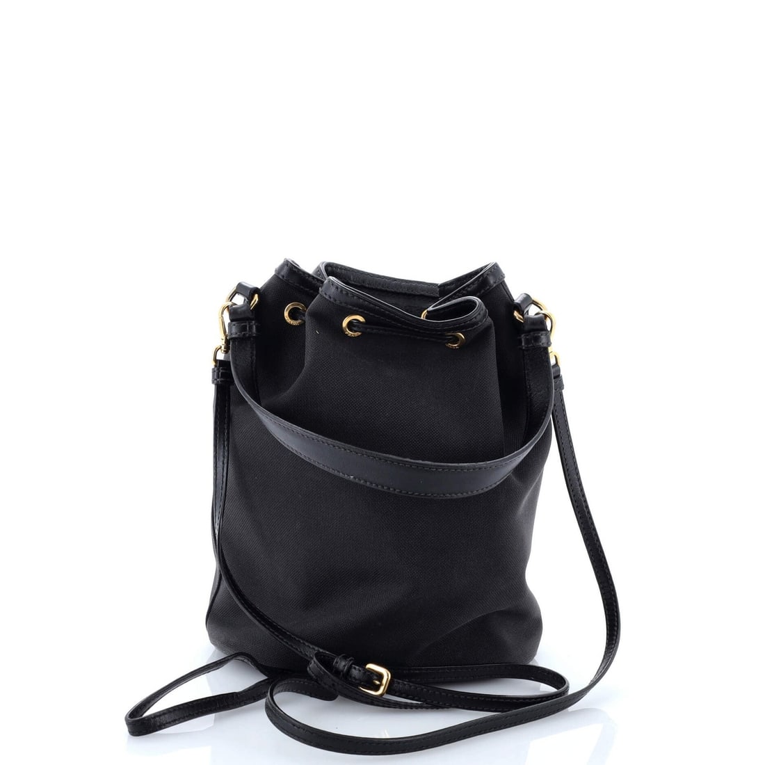Canvas Prada Logo Drawstring Bucket Bag - 3