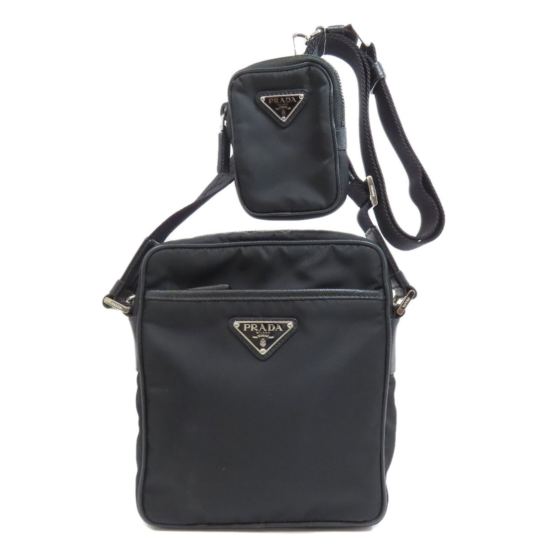 Nylon PRADA Logo Hardware Shoulder Bag: Nylon PRADA Logo Hardware Shoulder Bag This listing features Nylon PRADA Logo Hardware Shoulder Bag. Item specifics are provided below. Item Specifics: Brand: PRADA Style: Shoulder Bag Exterior Materi