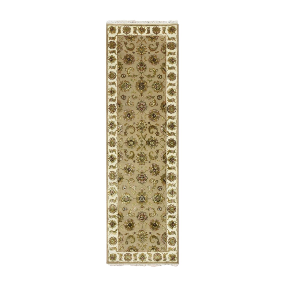 Rug 2'6"x8'3" Brown Rajasthan Leaf Design Hand Knotted Wool & Silk Runner: Rug 2'6"x8'3" Brown Rajasthan Leaf Design Hand Knotted Wool & Silk Runner This listing features Rug 2'6"x8'3" Brown Rajasthan Leaf Design Hand Knotted Wool & Silk Runner. Item specifics are provided b