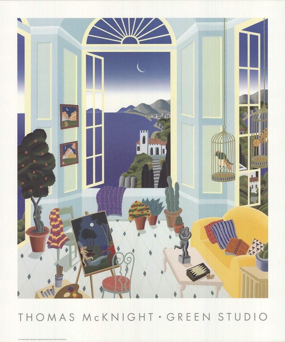 1994 THOMAS MCKNIGHT Green Studio 28.5" x 24" Offset Lithograph: 1994 THOMAS MCKNIGHT Green Studio 28.5" x 24" Offset Lithograph This listing features 1994 THOMAS MCKNIGHT Green Studio 28.5" x 24" Offset Lithograph. Item specifics are provided below. Item Specifics