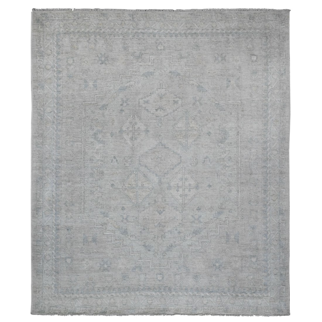 Rug 8'x9'8" Gray Anatolian Village Inspired Design Hand Knotted Pure Wool: Rug 8'x9'8" Gray Anatolian Village Inspired Design Hand Knotted Pure Wool This listing features Rug 8'x9'8" Gray Anatolian Village Inspired Design Hand Knotted Pure Wool. Item specifics are provided b