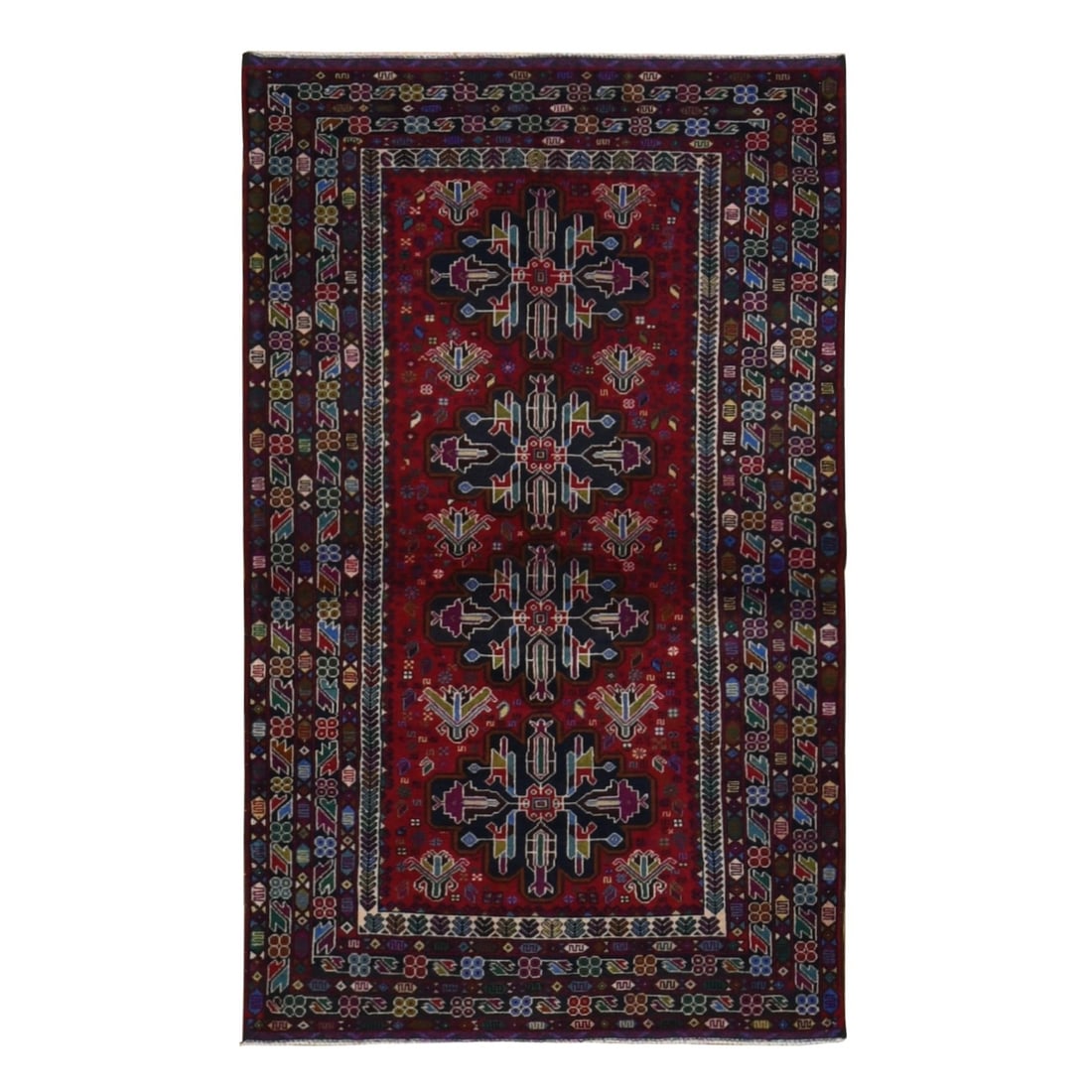 Rug 3'10"x6'5" Carmine Red Afghan Balooch Pure Wool Hand Knotted: Rug 3'10"x6'5" Carmine Red Afghan Balooch Pure Wool Hand Knotted This listing features Rug 3'10"x6'5" Carmine Red Afghan Balooch Pure Wool Hand Knotted. Item specifics are provided below. Item Specifi