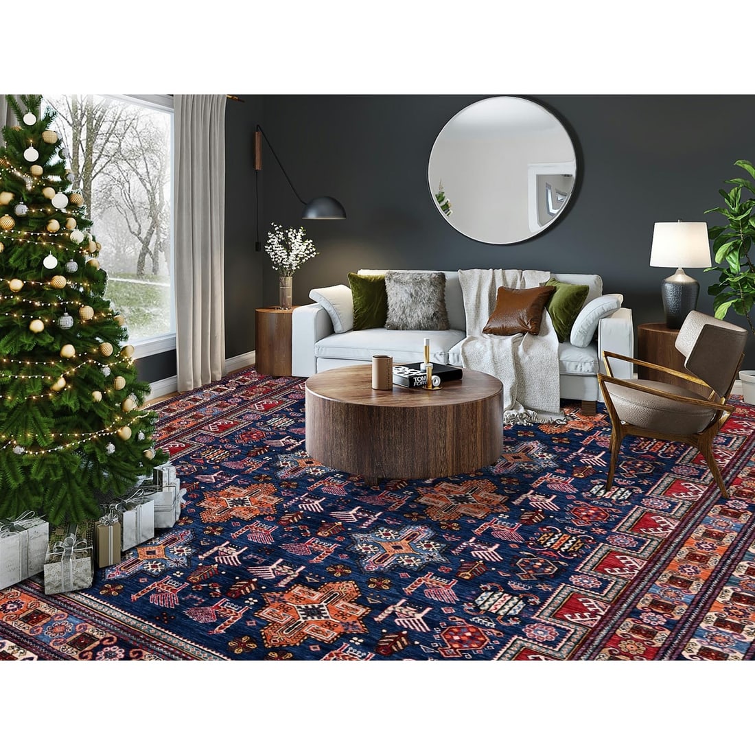 Rug 8'4"x9'6" Navy Blue Afghan Caucasian Design Revival Hand Knotted Wool: Rug 8'4"x9'6" Navy Blue Afghan Caucasian Design Revival Hand Knotted Wool This listing features Rug 8'4"x9'6" Navy Blue Afghan Caucasian Design Revival Hand Knotted Wool. Item specifics are provided b