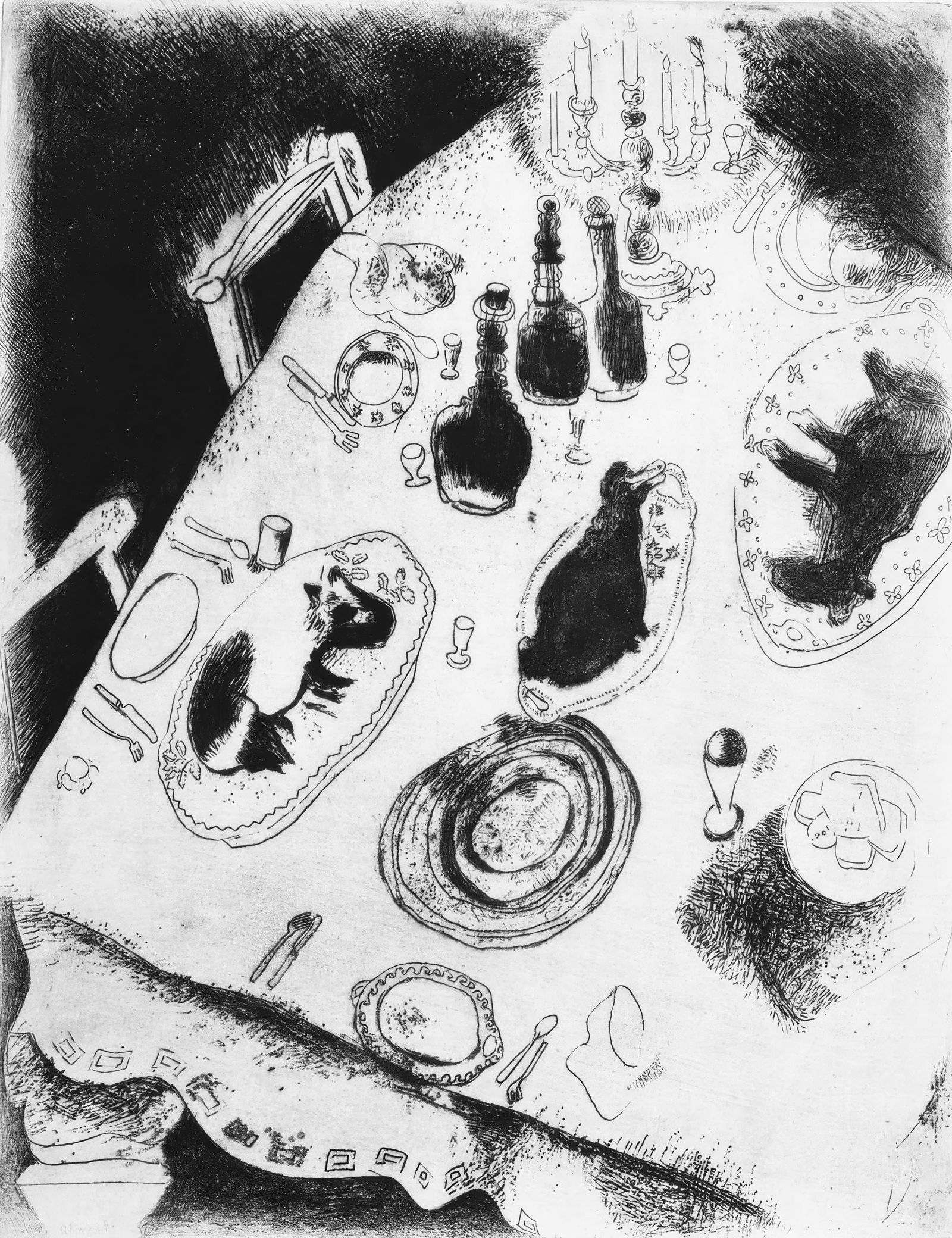 19231927 - Marc Chagall - The Table Laden with Food - from Dead Souls - Etching: 19231927 - Marc Chagall - The Table Laden with Food - from Dead Souls - Etching This listing features 19231927 - Marc Chagall - The Table Laden with Food - from Dead Souls - Etching. Item specifics ar