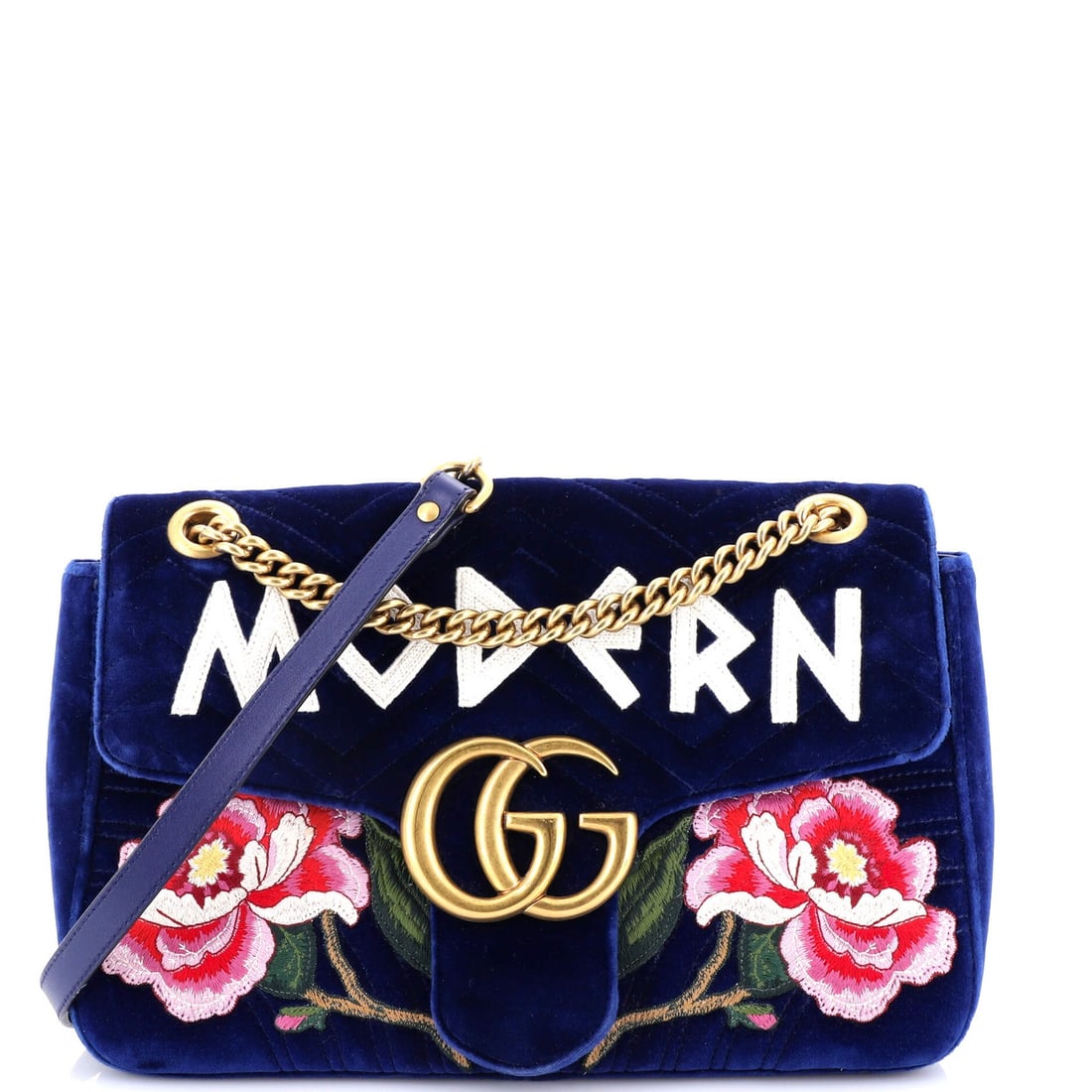 Medium Gucci GG Marmont Flap Bag Embroidered Matelasse Velvet: Medium Gucci GG Marmont Flap Bag Embroidered Matelasse Velvet This listing features Medium Gucci GG Marmont Flap Bag Embroidered Matelasse Velvet. Item specifics are provided below. Item Specifics: Br