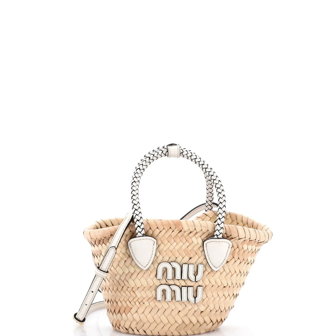 Mini Miu Logo Basket Tote Woven Raffia: Mini Miu Logo Basket Tote Woven Raffia This listing features Mini Miu Logo Basket Tote Woven Raffia. Item specifics are provided below. Item Specifics: Brand: Miu Miu Exterior Material: Raffia Style: