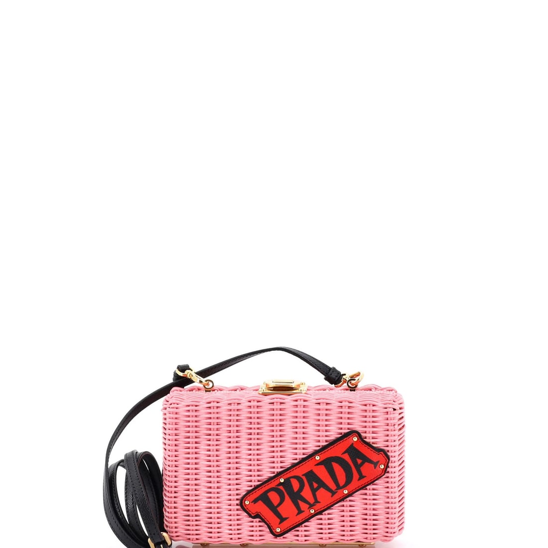 Wicker Prada Logo Patch Convertible Box Clutch: Wicker Prada Logo Patch Convertible Box Clutch This listing features Wicker Prada Logo Patch Convertible Box Clutch. Item specifics are provided below. Item Specifics: Brand: Prada Exterior Material: