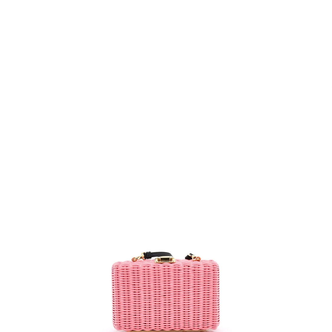 Wicker Prada Logo Patch Convertible Box Clutch - 3