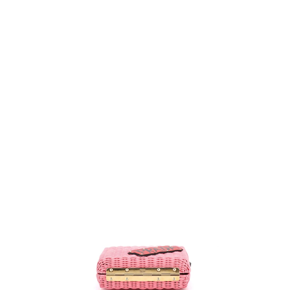 Wicker Prada Logo Patch Convertible Box Clutch - 4