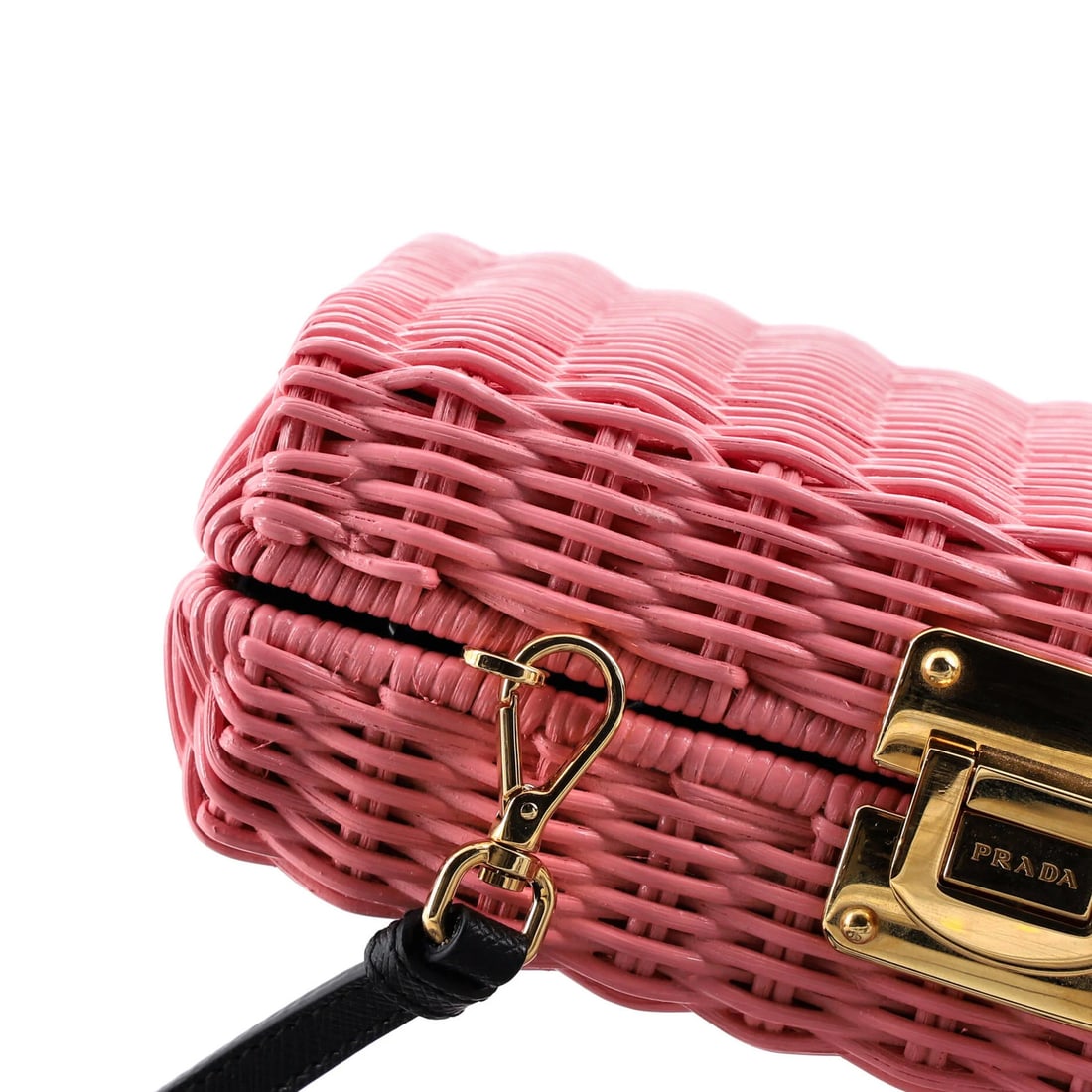 Wicker Prada Logo Patch Convertible Box Clutch - 7