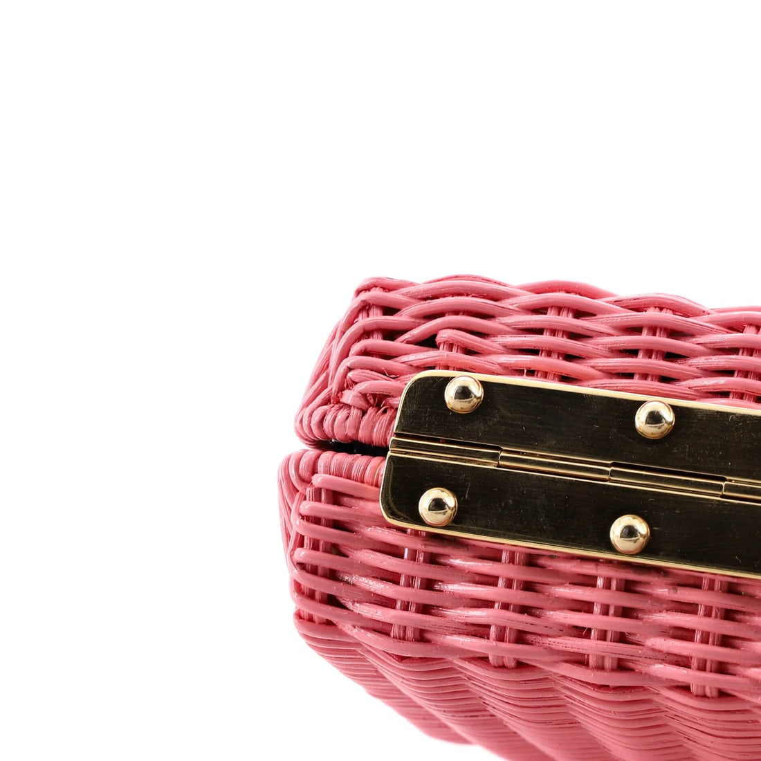 Wicker Prada Logo Patch Convertible Box Clutch - 8