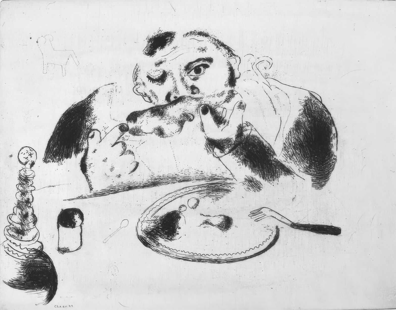 19231927 - Marc Chagall - Sobakevitch at the Table - from Dead Souls - Etching: 19231927 - Marc Chagall - Sobakevitch at the Table - from Dead Souls - Etching This listing features 19231927 - Marc Chagall - Sobakevitch at the Table - from Dead Souls - Etching. Item specifics are