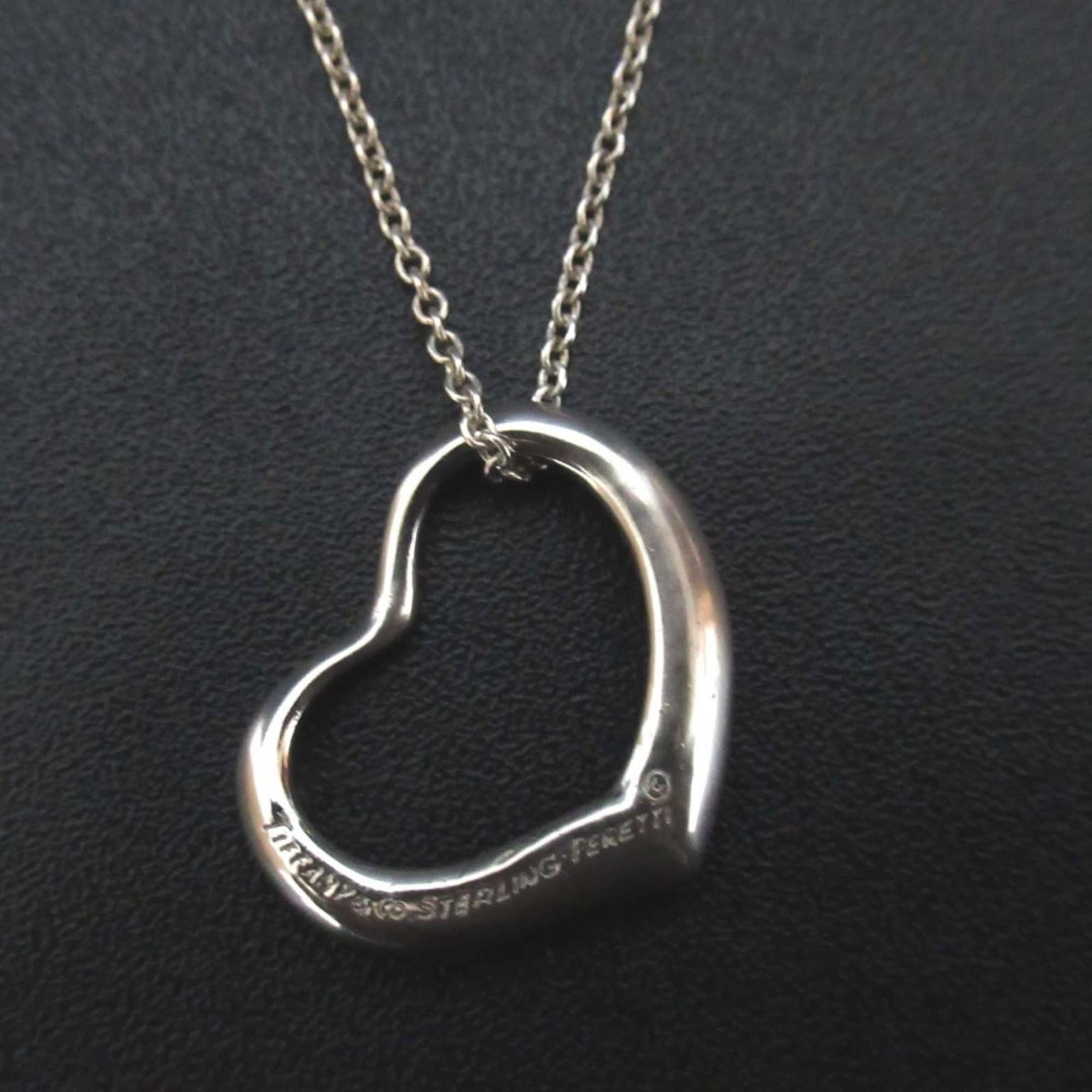 Women Tiffany & Co. Elsa Peretti Open Heart Necklace Pendant in 925 SV Silver for (1 of 6)
