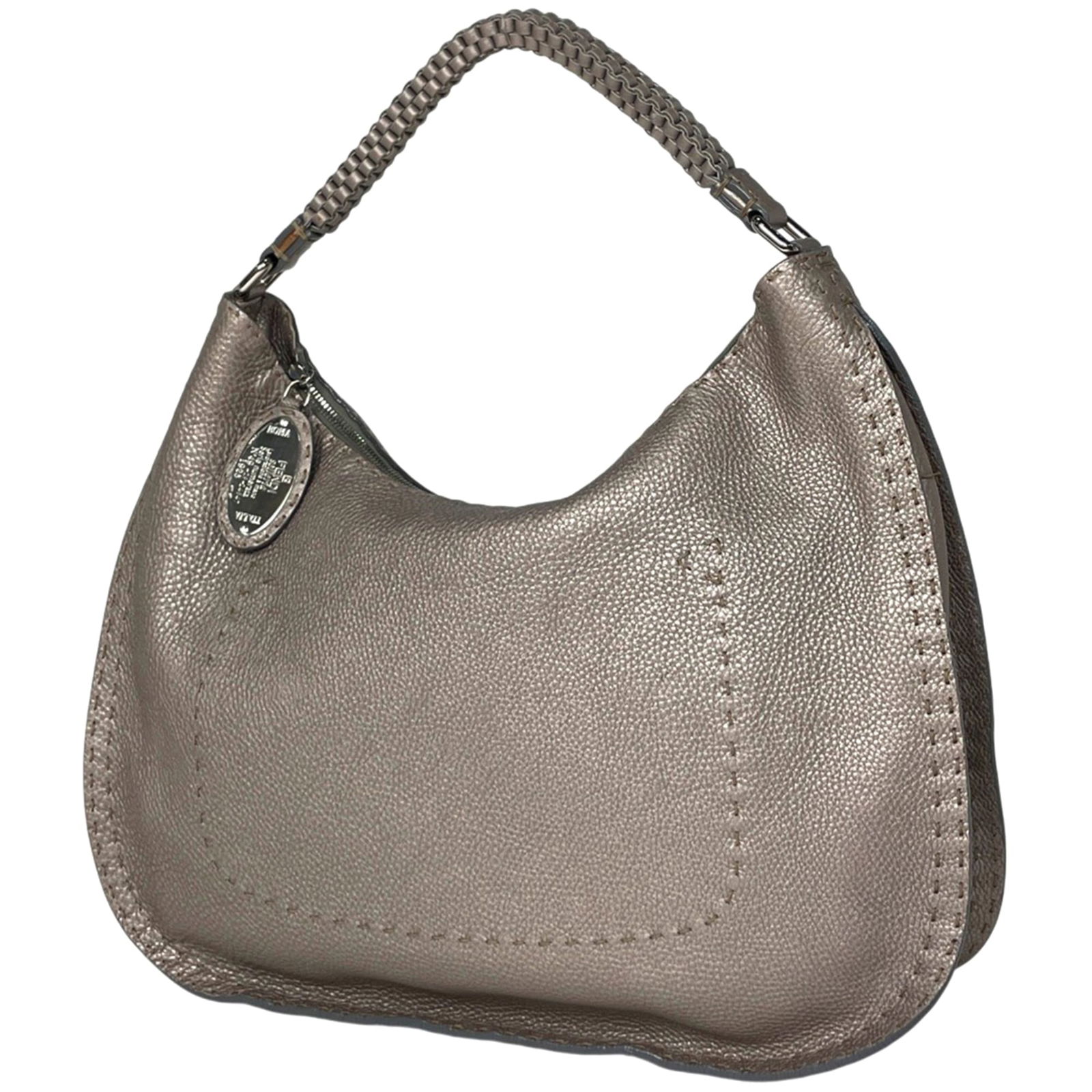 Leather Fendi Shoulder Bag: Leather Fendi Shoulder Bag This listing features Leather Fendi Shoulder Bag. Item specifics are provided below. Item Specifics: Brand: Fendi Type: Shoulder Bag Material: Leather Color: Silver Gender: