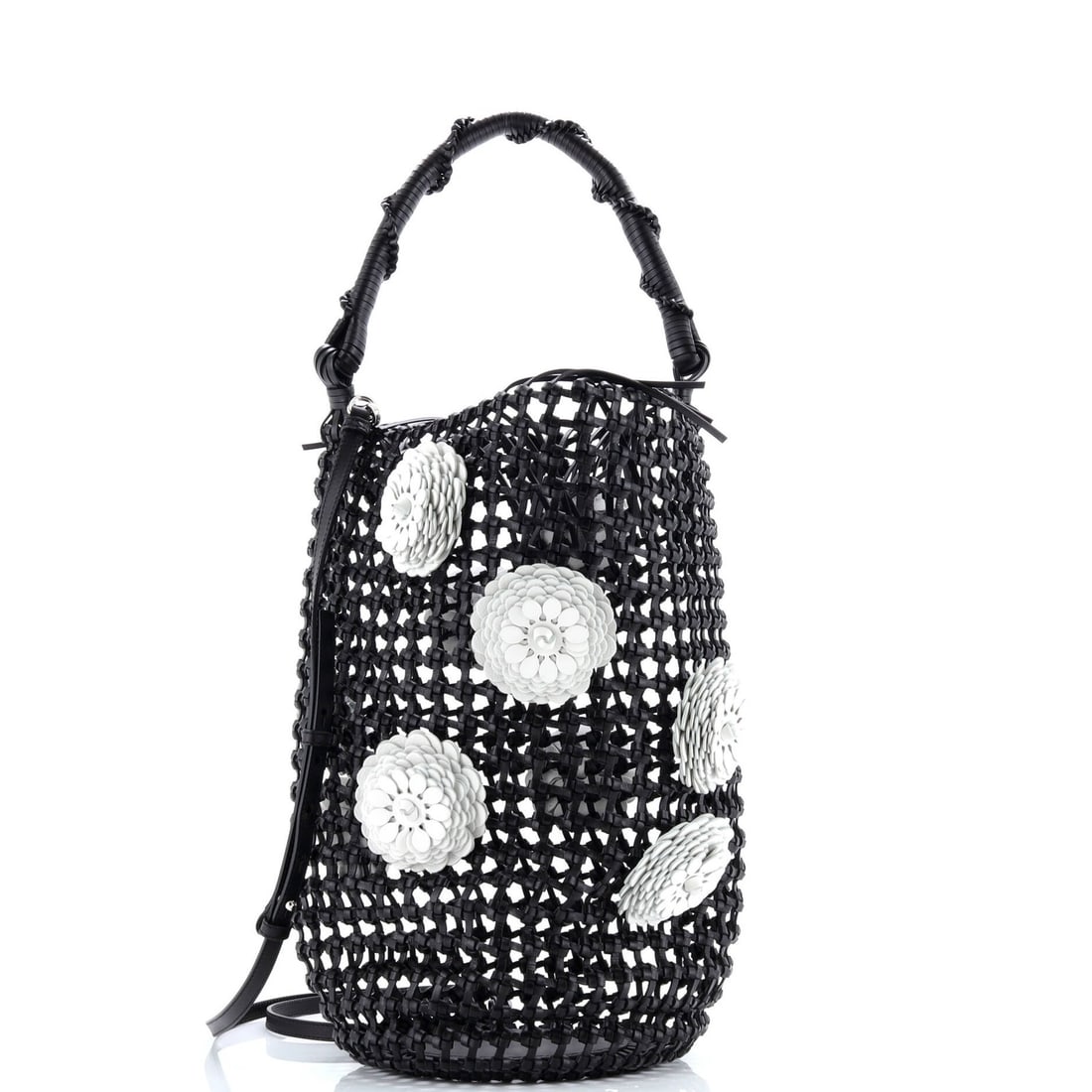 Applique Loewe Flower Mesh Bucket Bag Woven Leather with: Applique Loewe Flower Mesh Bucket Bag Woven Leather with This listing features Applique Loewe Flower Mesh Bucket Bag Woven Leather with. Item specifics are provided below. Item Specifics: Brand: Loewe